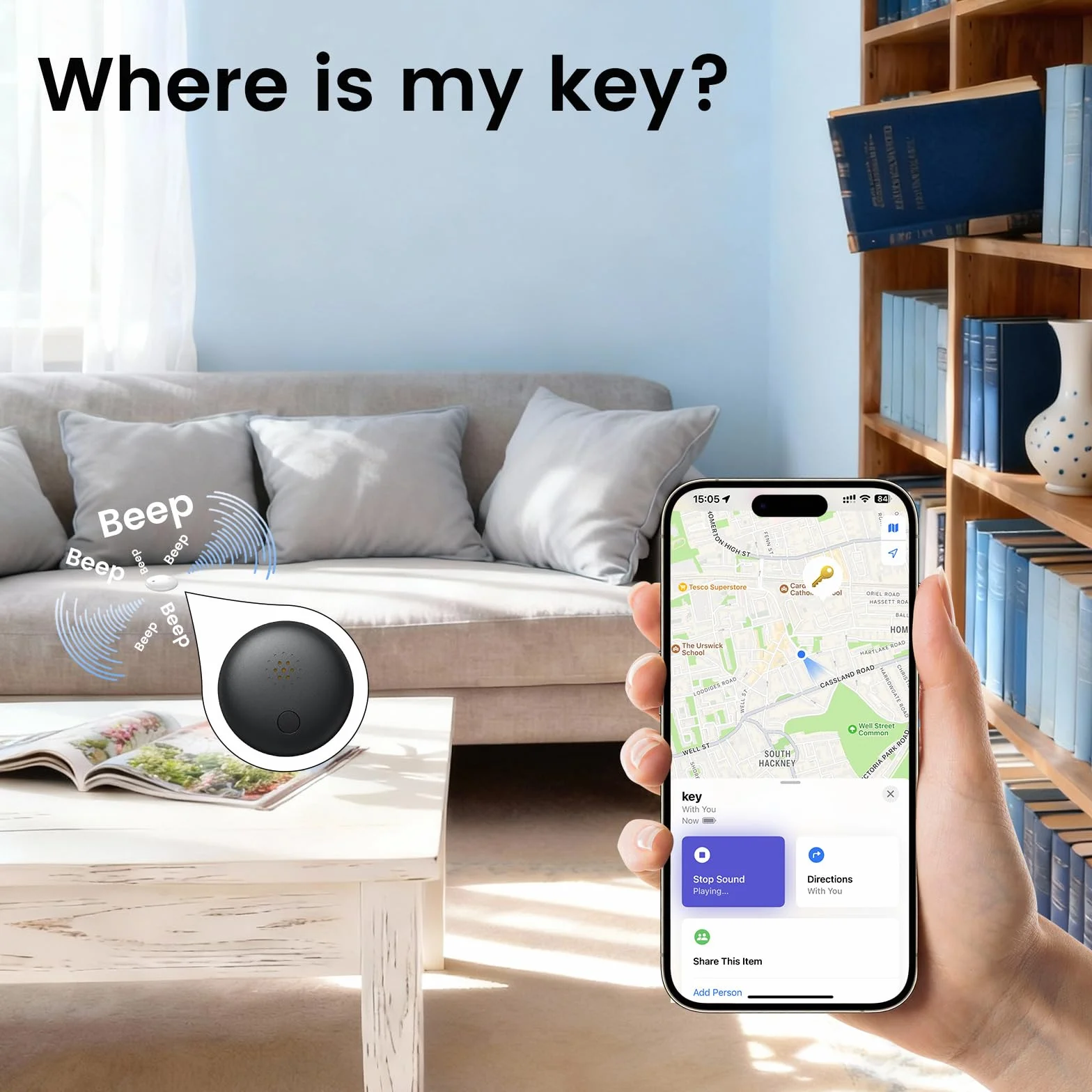 Localizador GPS sin Suscripción – Rastreador Pequeño Magnético para Coche, Moto, Niños, Perros – Compatible con iOS – Batería reemplazable