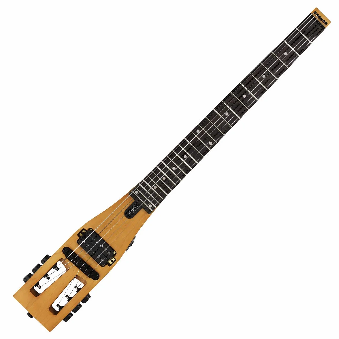 Guitarra eléctrica, edición mejorada, guitarra eléctrica portátil de viaje, color marrón mate, 6 cuerdas 010 ~ 046 24 trastes escala