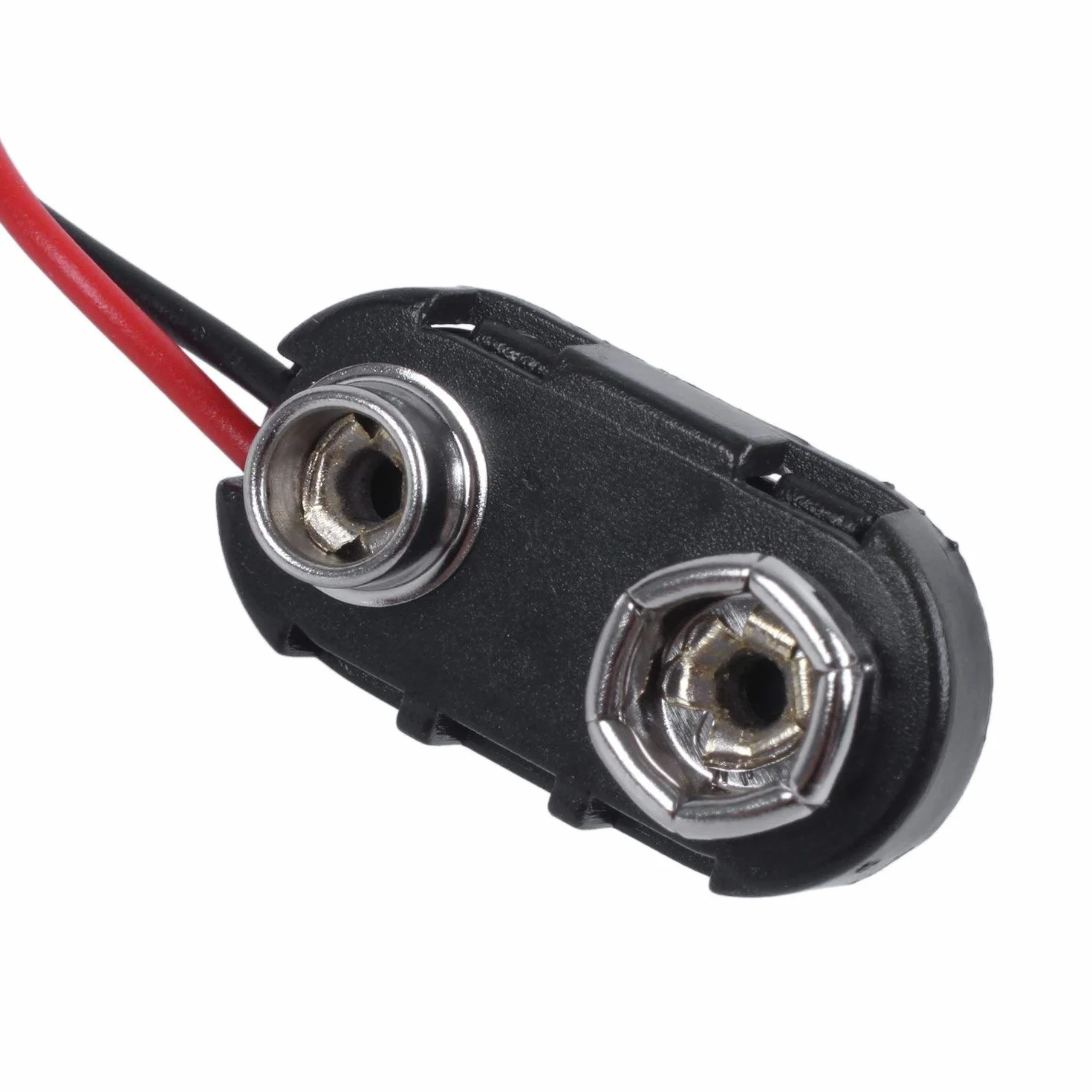 5 Piezas Negro Carcasa de plastico 14,99 cm Dos-con Cable 9 V Conectores para Pilas Recargables de