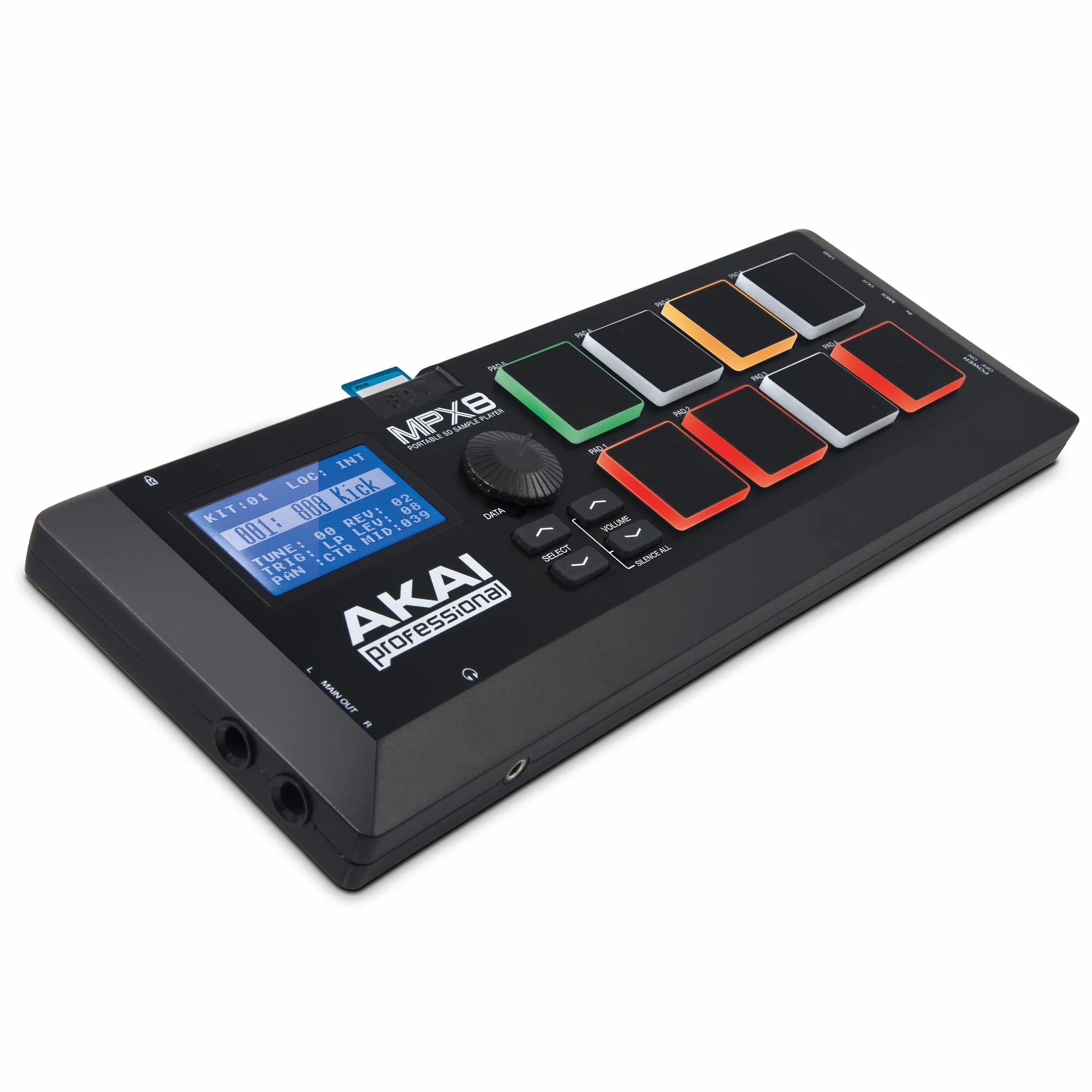 Akai Professional MPX8 - Controlador USB MIDI y Lanzador de Samples Portátil con 8 Pads Sensibles a la Velocidad y Ranura para Tarjeta SD