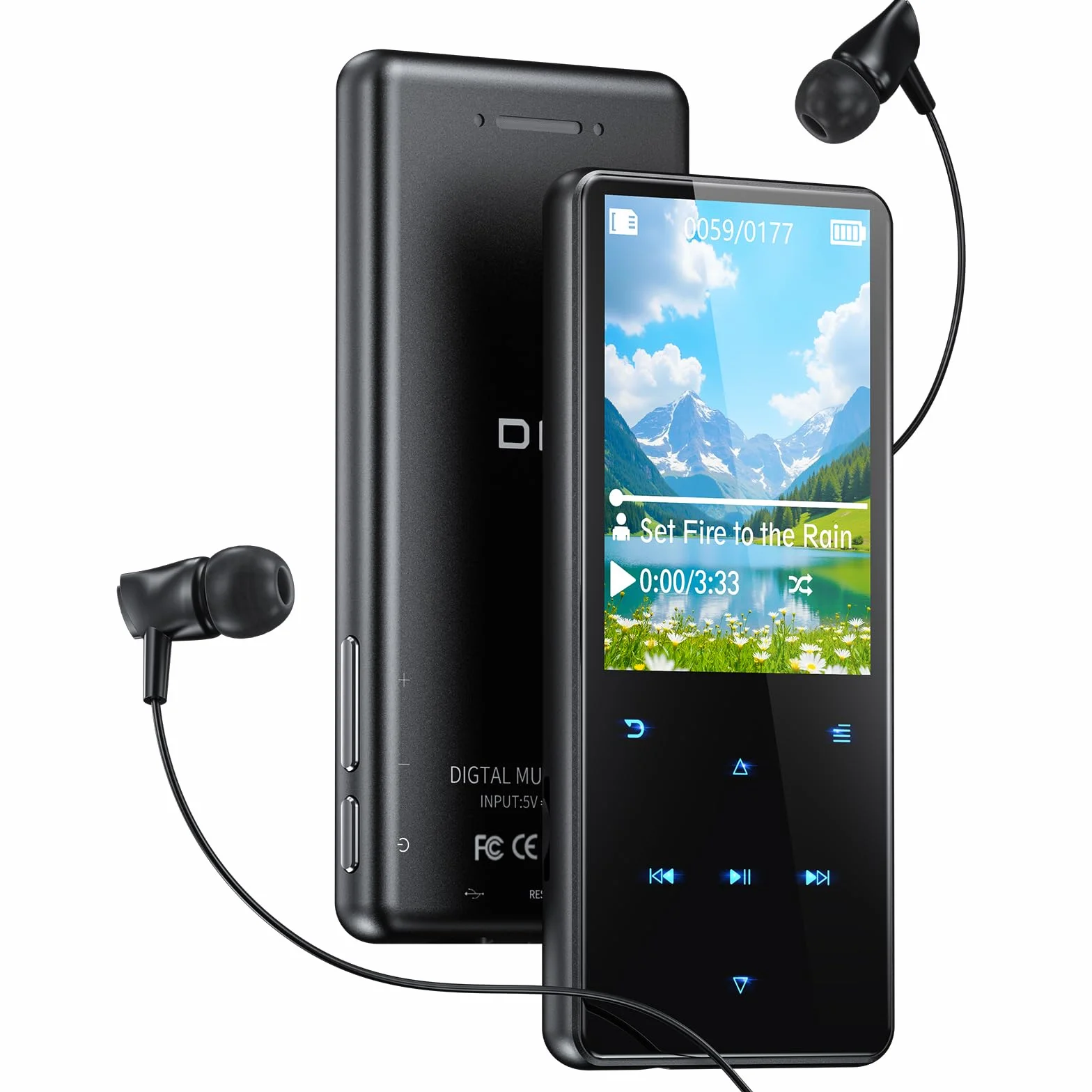 64 GB Reproductor MP3 Bluetooth 5.3, Pantalla de 2,4 Pulgadas mp3 y mp4 Reproductor mp3 portátil para niños con Altavoz Incorporado, Radio FM, grabadora, podómetro, Libro electrónico y Auriculares
