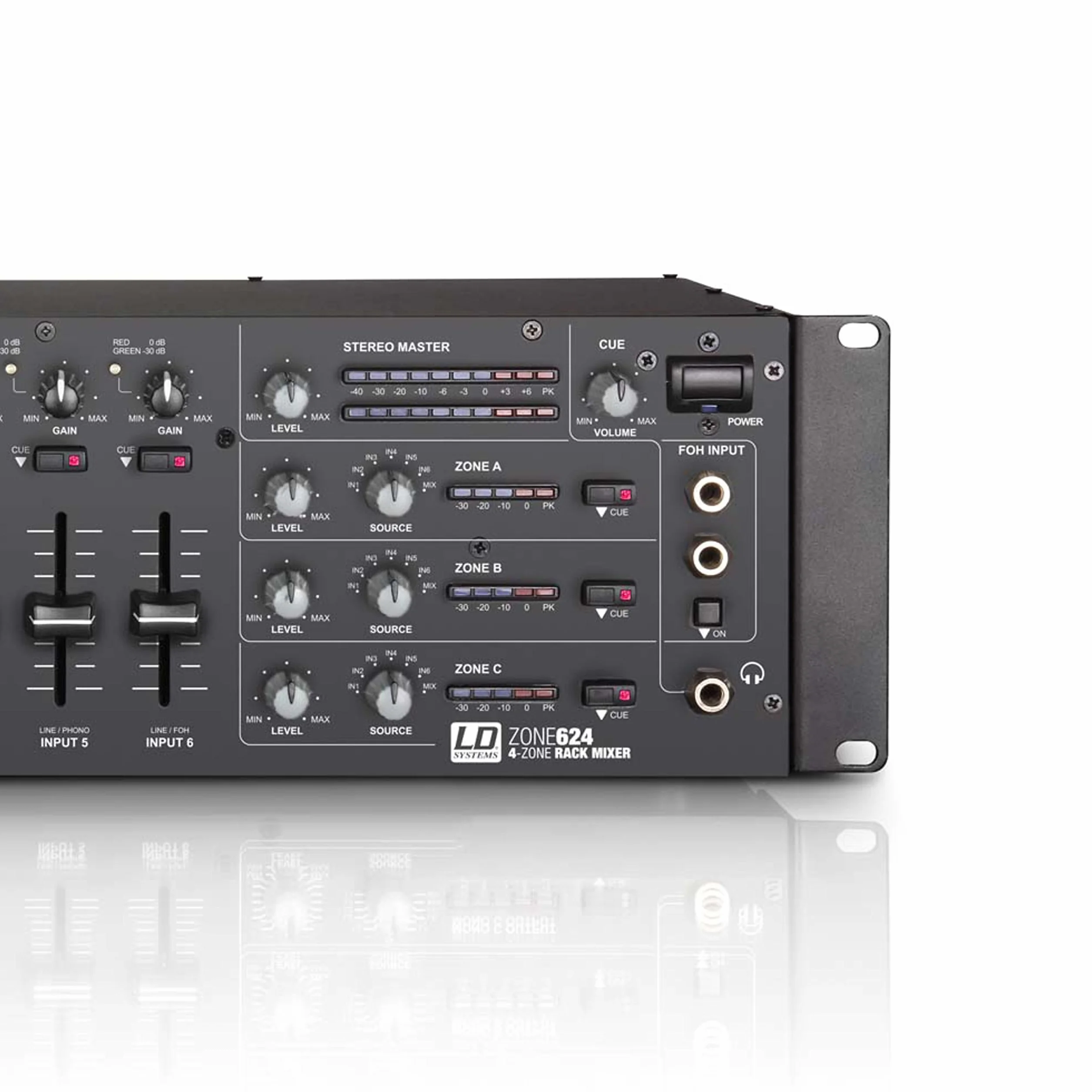 LD Systems ZONE 624 - Mezclador de 4 zonas, formato 19" 3 U