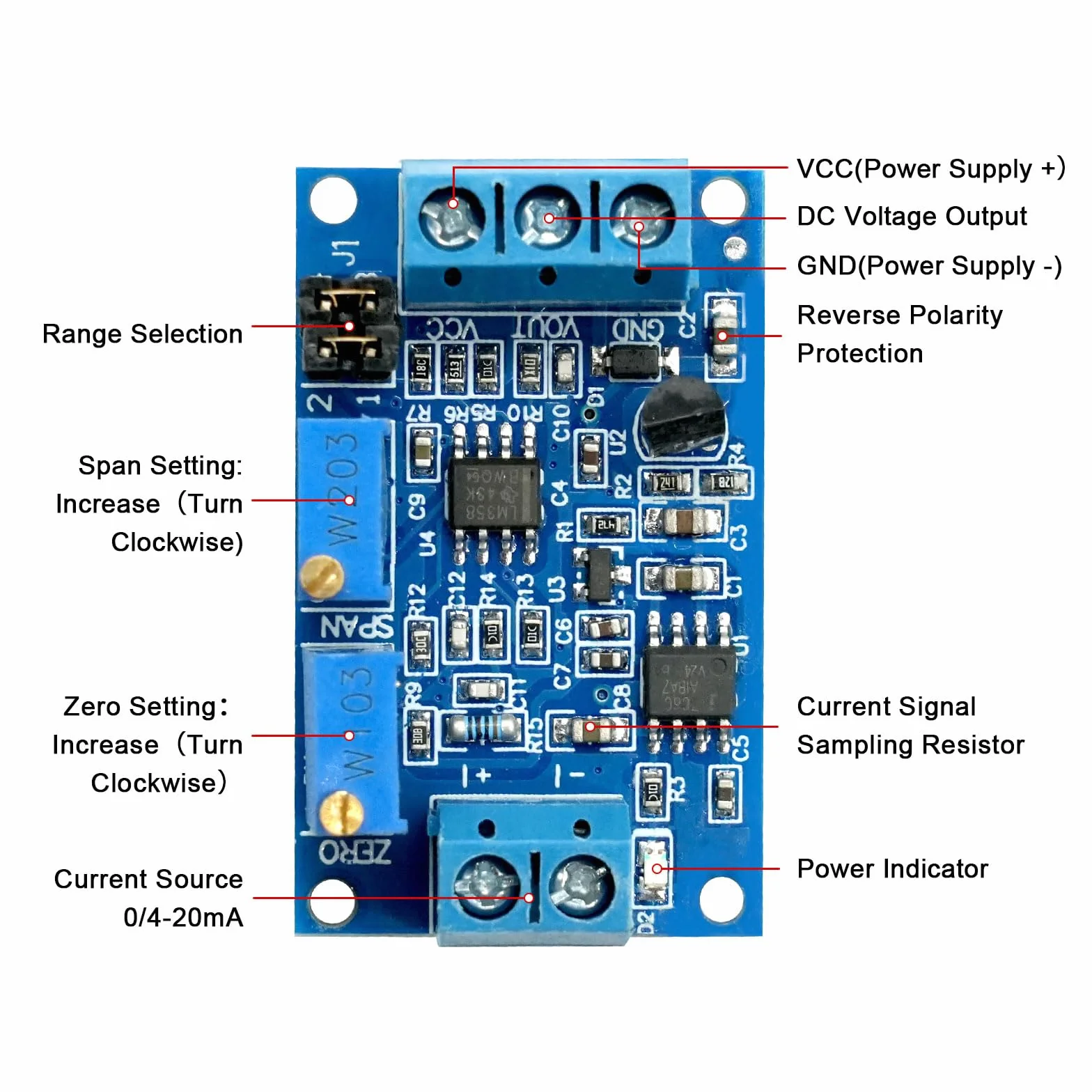 Módulo convertidor de corriente a voltaje 0/4-20 mA a 0-3,3 V 5 V 10 V transmisor de voltaje, módulo transformador de corriente, placa de conversión de señal