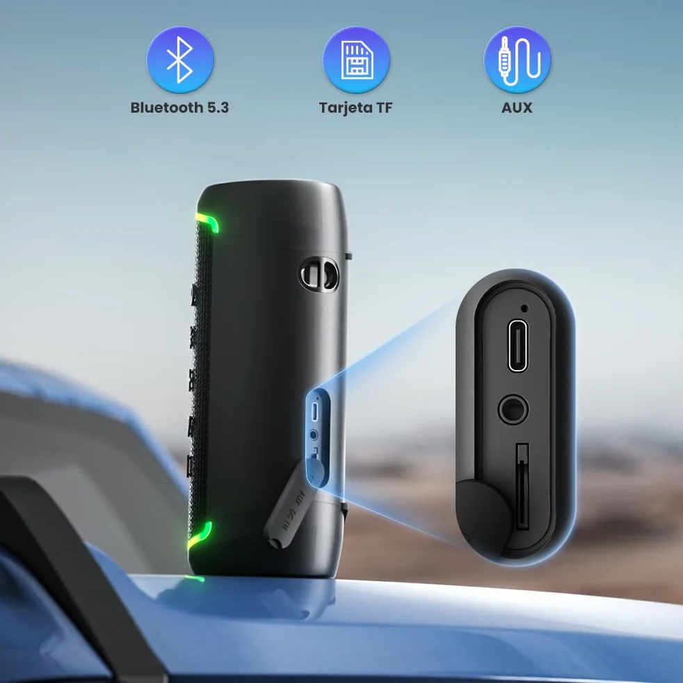 RIENOK S6 Altavoz Bluetooth Portátil 30W Bluetooth 5.3 Luces RGB Inalámbrica
