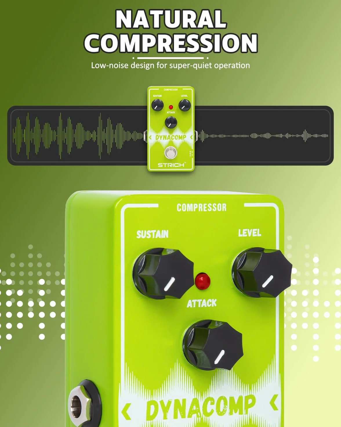 STRICH DYNACOMP - Pedal compresor de guitarra, pedal de efecto analógico puro esencial para guitarra eléctrica y bajo, control de 3 perillas, True Bypass