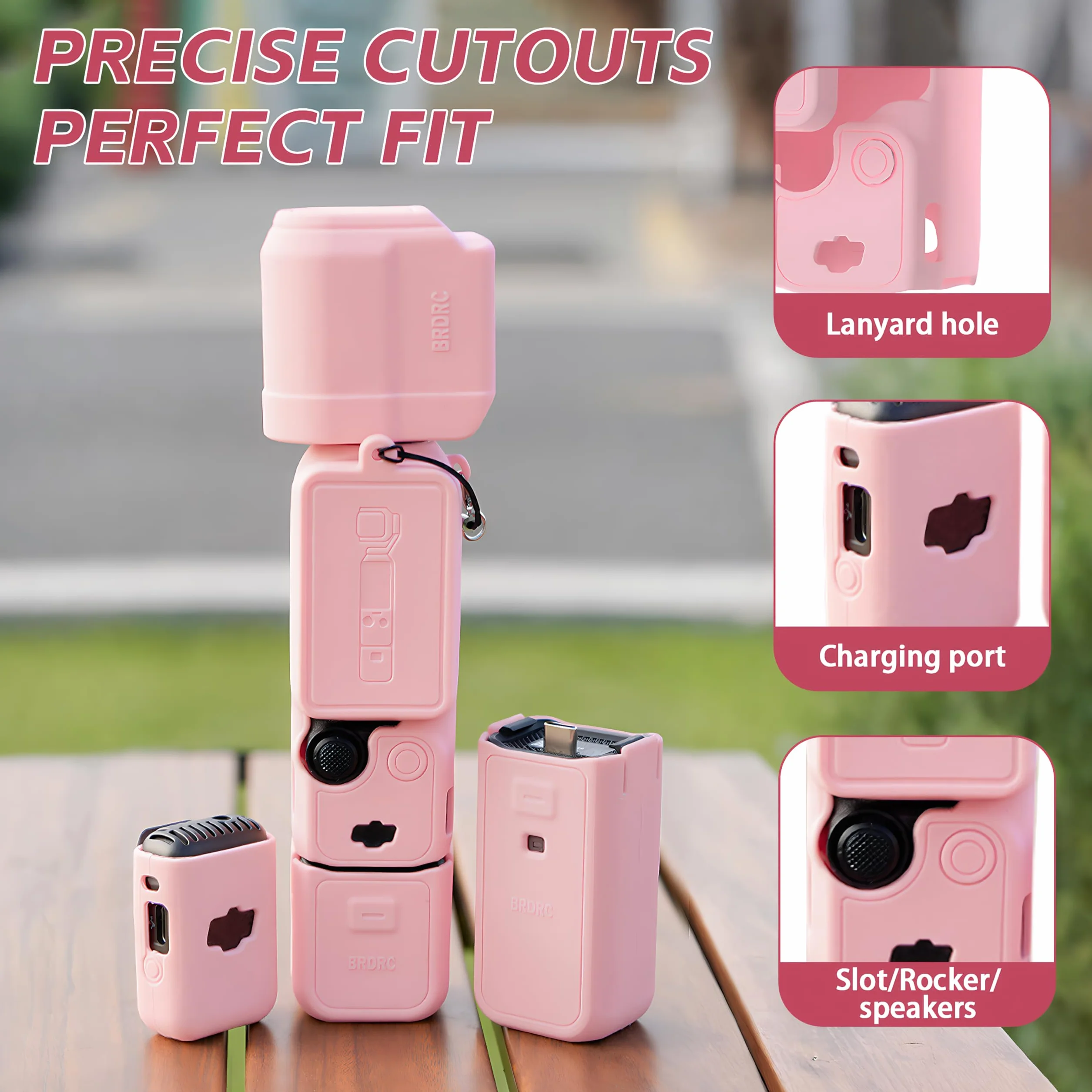 7 Piezas Estuche Protector de Silicona Compatible con dji OSMO Pocket 3, Protección Integral para Cámaras de Acción con Estabilizador de Mano, Estuche de Silicona Recortes Precisos (Rosa)