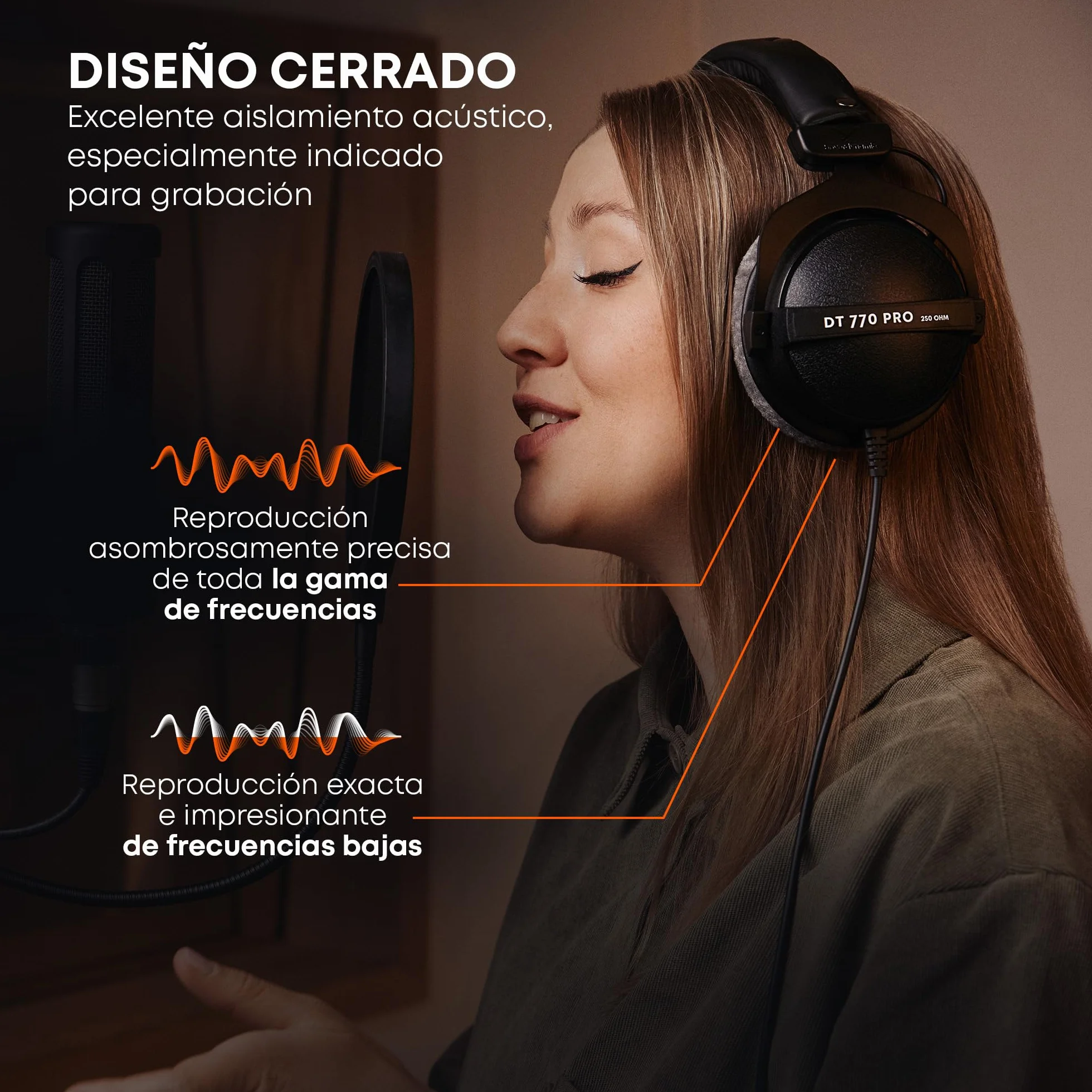 beyerdynamic DT 770 Pro 80 Ohm Auriculares de Estudio circumaurales. Diseño Cerrado, con Cable para grabación y monitorización Profesional. Hecho a Mano en Alemania
