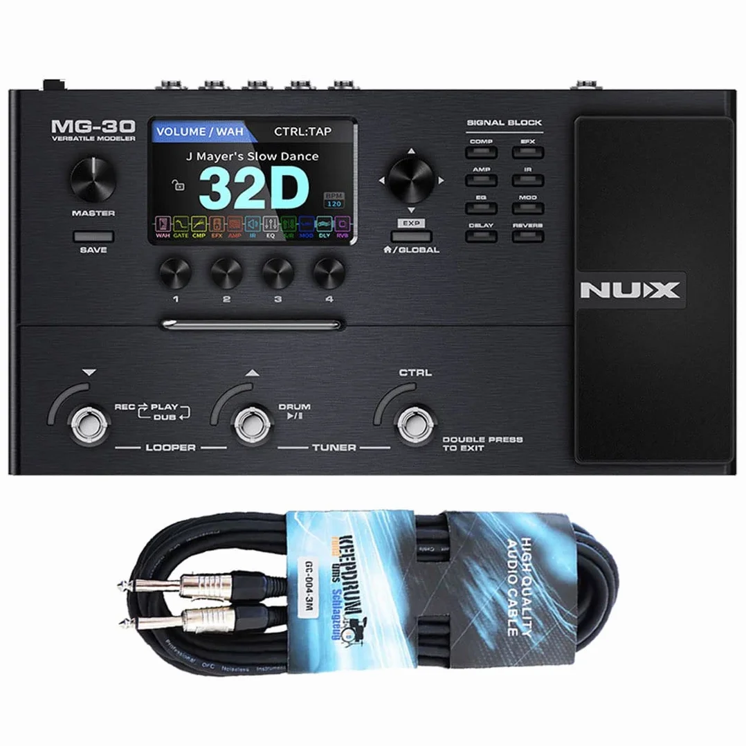 Nux MG-30 Máquina de modelado de guitarra con múltiples efectos + cable jack keepdrum