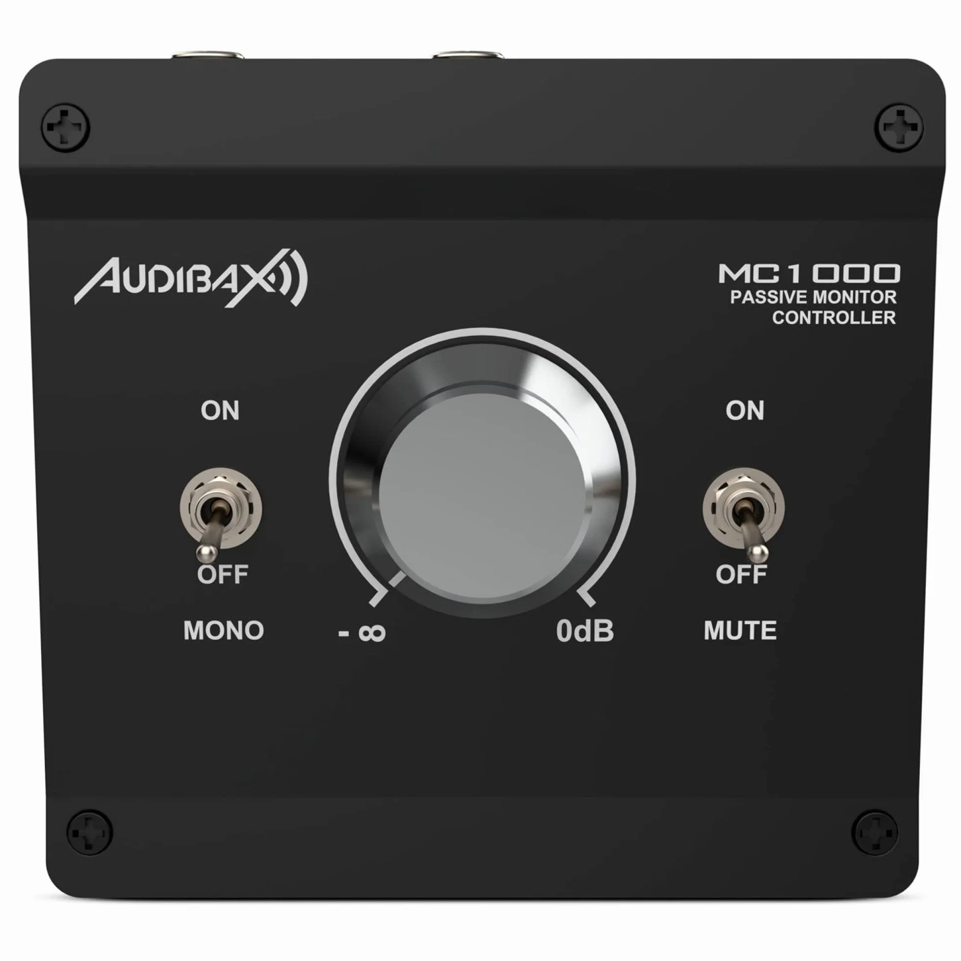 Audibax MC1000 - Controlador de Volumen Pasivo para Monitores de Estudio - Control de Volumen Rotatorio y con Conmutador Mono/Stereo - Botón para Silenciar la Señal - Diseño Compacto
