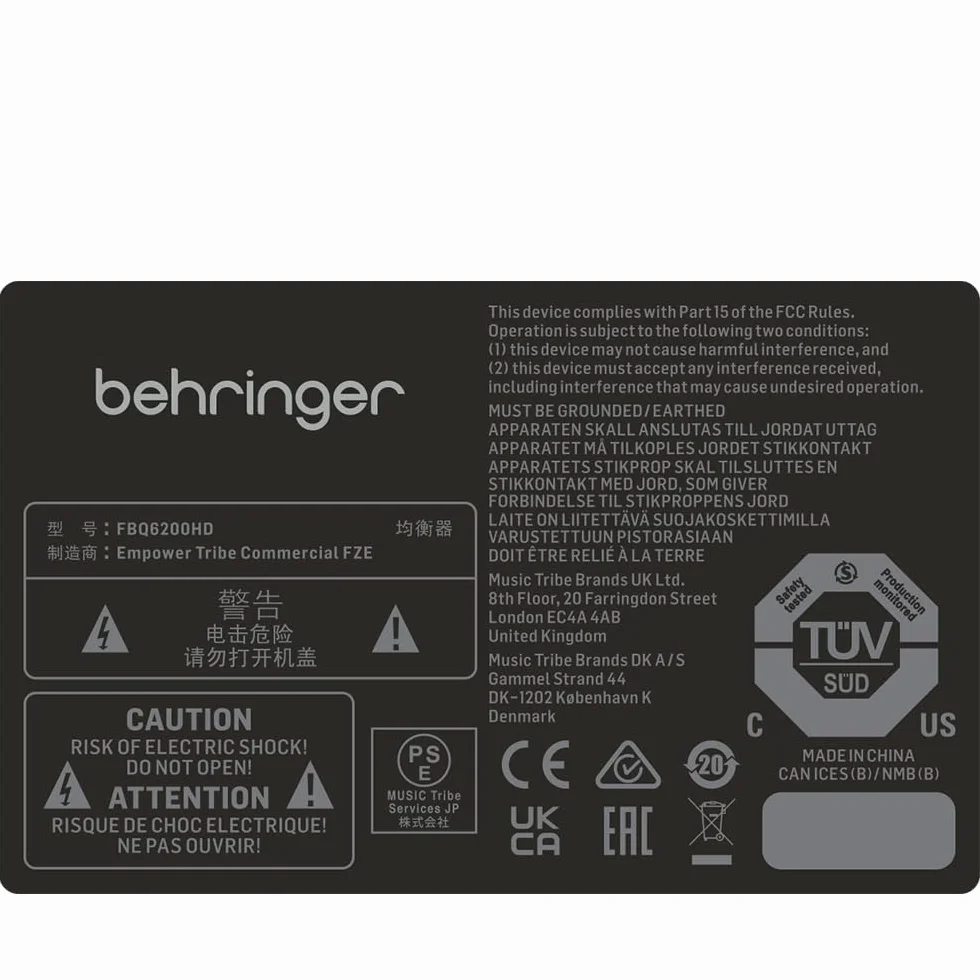 Behringer ULTRAGRAPH PRO FBQ6200HD Ecualizador gráfico estéreo de alta definición de 31 bandas con sistema de detección de retroalimentación FBQ