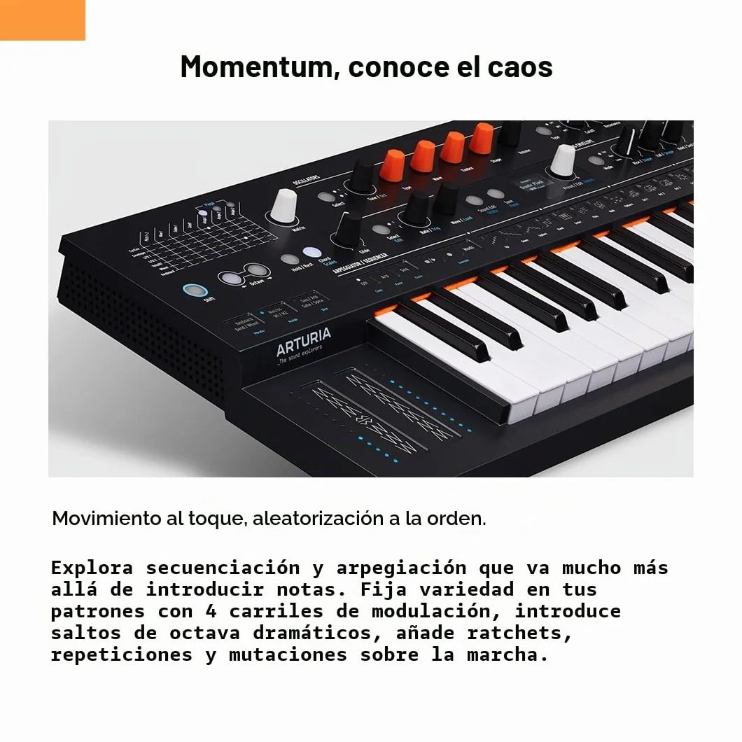 Arturia Minifreak Sintentizador polifónico de algoritmo espontáneo de 37 teclas y 6 voces con filtro analógico, 11 algoritmos FX, arpegiador y secuenciador