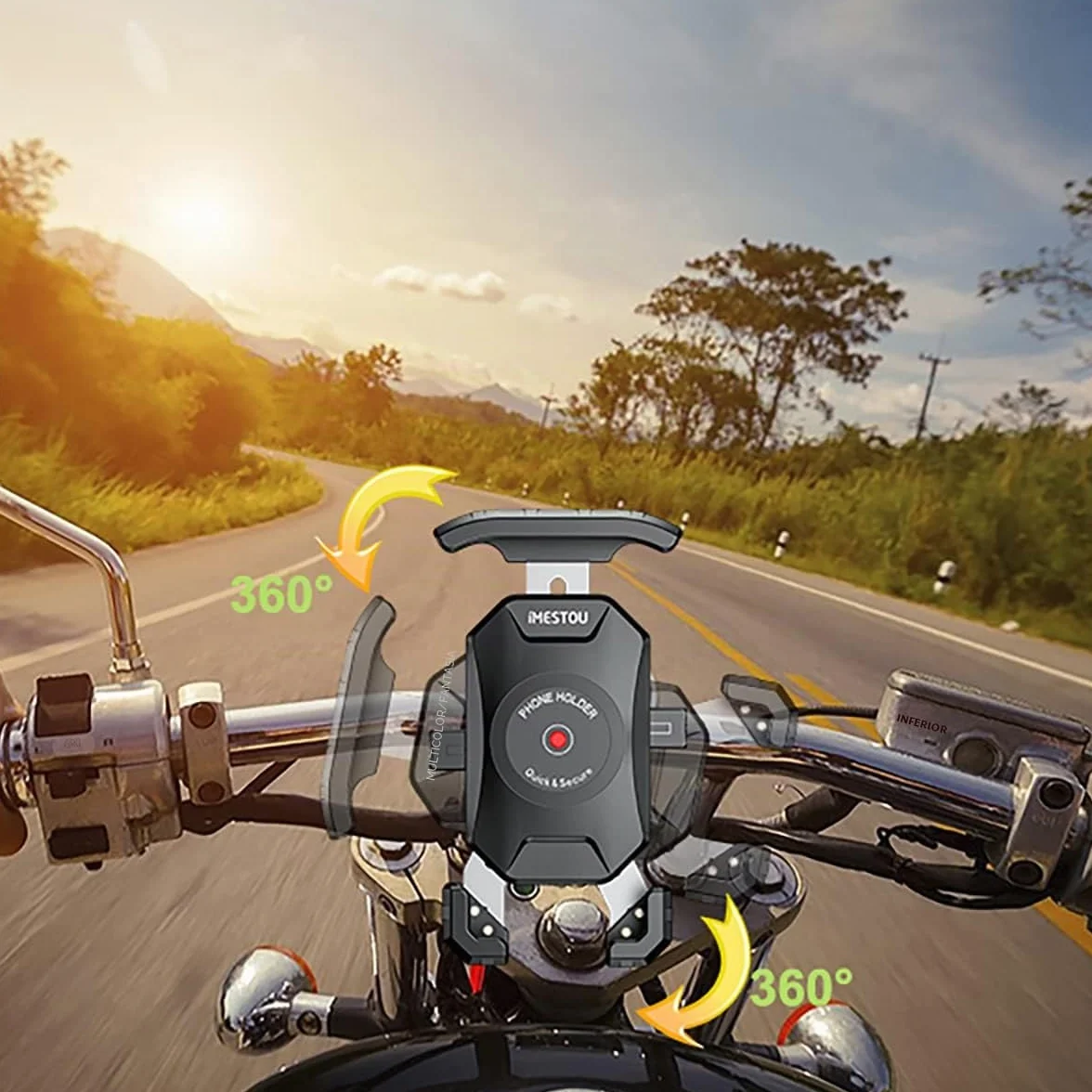iMESTOU Soporte Antirrobo para Teléfono de Moto, Base Esférica de Aluminio 1 Pulgada, Rotación 360°, Universal 4.0"-7.0"
