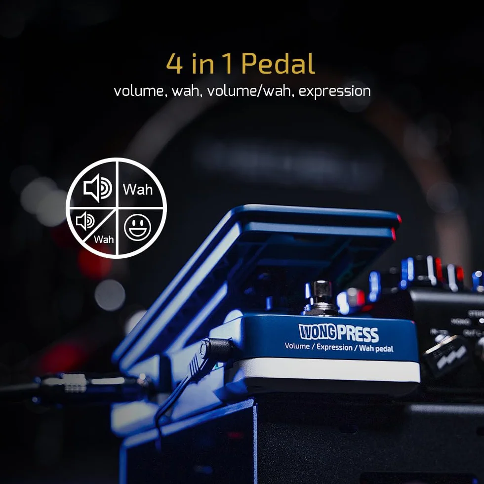 HOTONE Cory Wong Signature Press Pedal 4 en 1 Conmutable Wah & Volumen Activo & Expresión Pasiva Pedal de Efectos con Indicadores Visibles de la Posición del Pedal