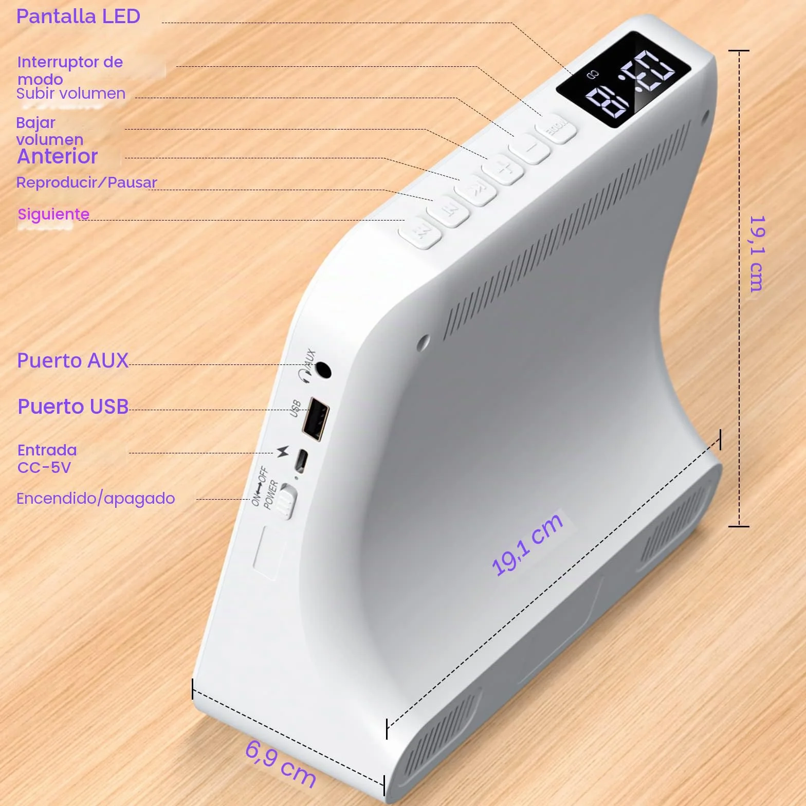 Reproductor de CD Portátil con Bluetooth y Batería 4000mAh Altavoces Radio FM Mando a Distancia