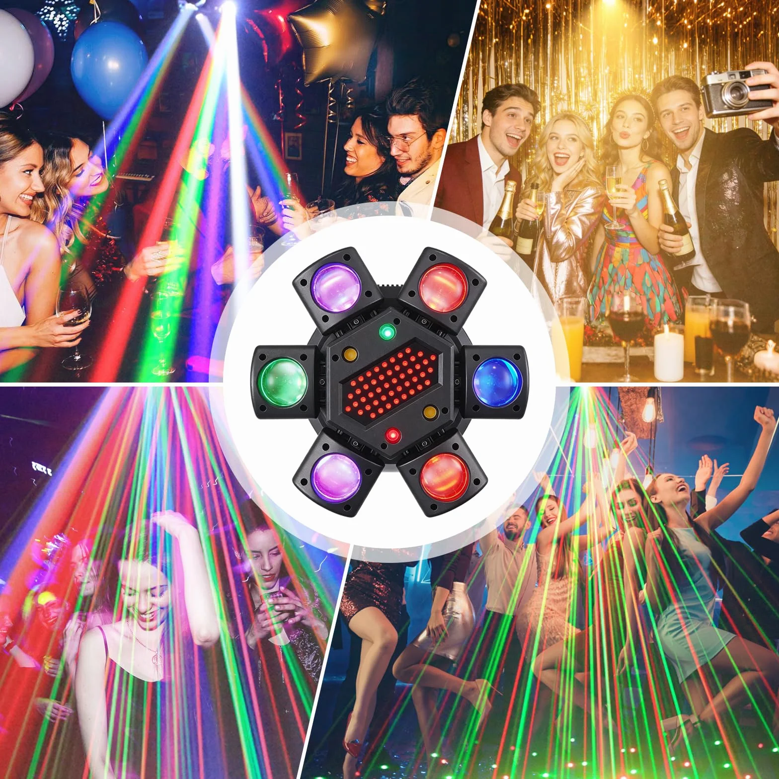 Cabeza Móvil Beam Luces de Escenario, RGB LED Beam Luz Discoteca con Control Remoto, DMX 512 Luminación de Escenario Focos de Efecto para Fiesta DJ Clubes Bar Navidad
