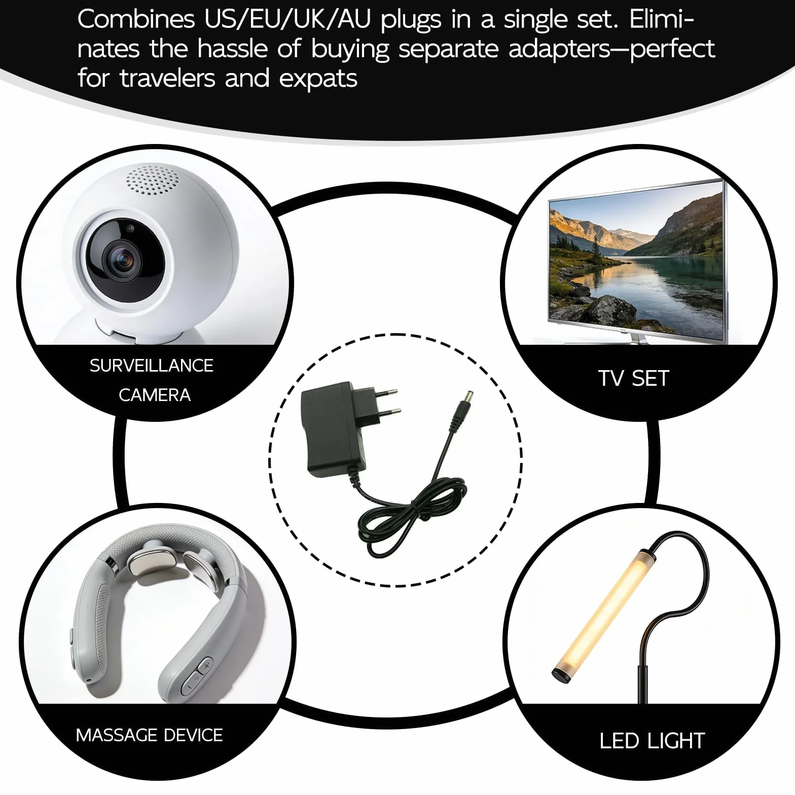 Adaptador Convertidor AC 100-240V a 7,5V 1A 1000mA Cargador EU 5,5 x 2,5mm, Fuente de Alimentación Universal para Dispositivos 7,5V como Cámaras CCTV, Hubs USB, Luces LED, Tablets y más