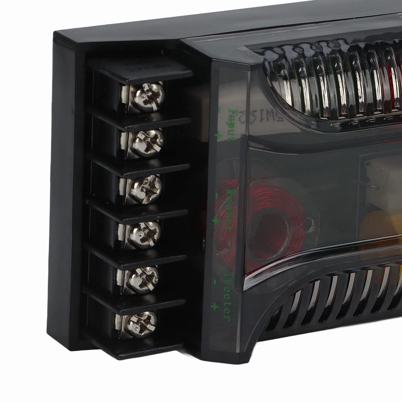 Divisor de Frecuencias de 2 Vías para Altavoces de Coche Compatible con la Mayoría de Sistemas de Audio Crossover con Protección contra Sobrecorriente y Disipación de Calor
