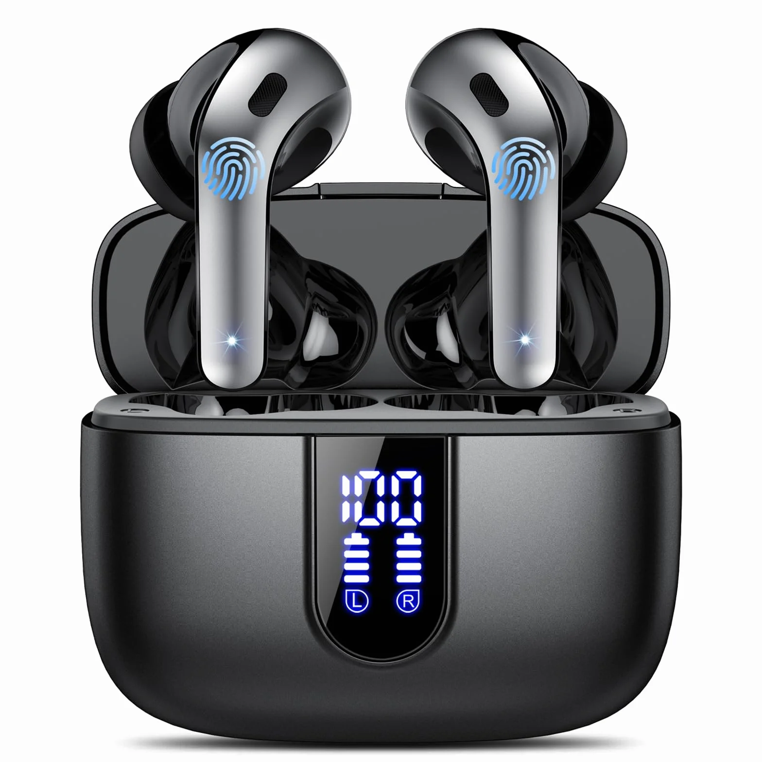 Auriculares Inalámbricos Bluetooth 5.3, 4 Mic ENC Reducción de Ruido, 50H Graves, IP7 Impermeable, Carga Rápida USB-C