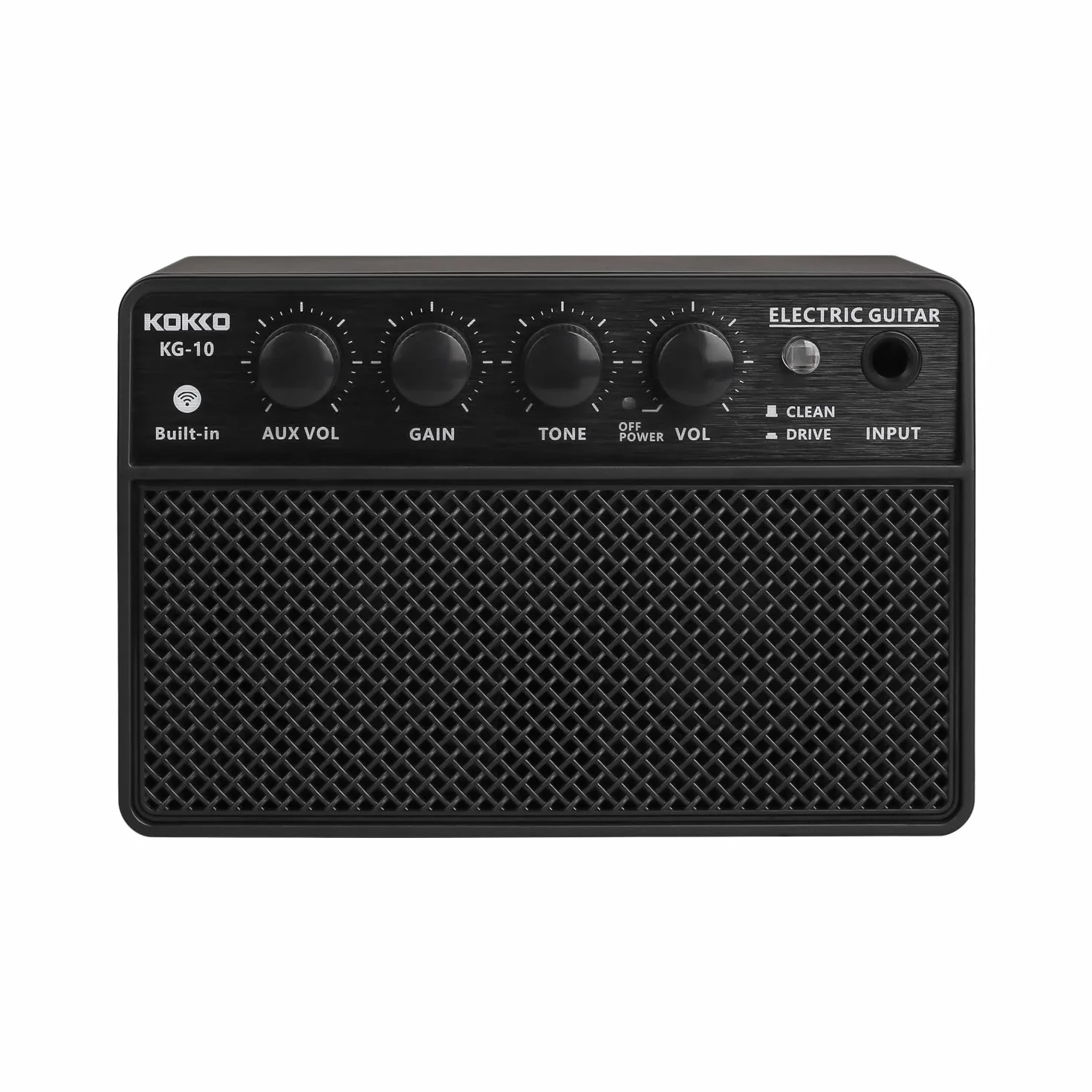 Kokko KG10 – Amplificador compacto de 10 vatios para práctica con sonido limpio y saturado, entrada AUX, salida de auriculares, negro