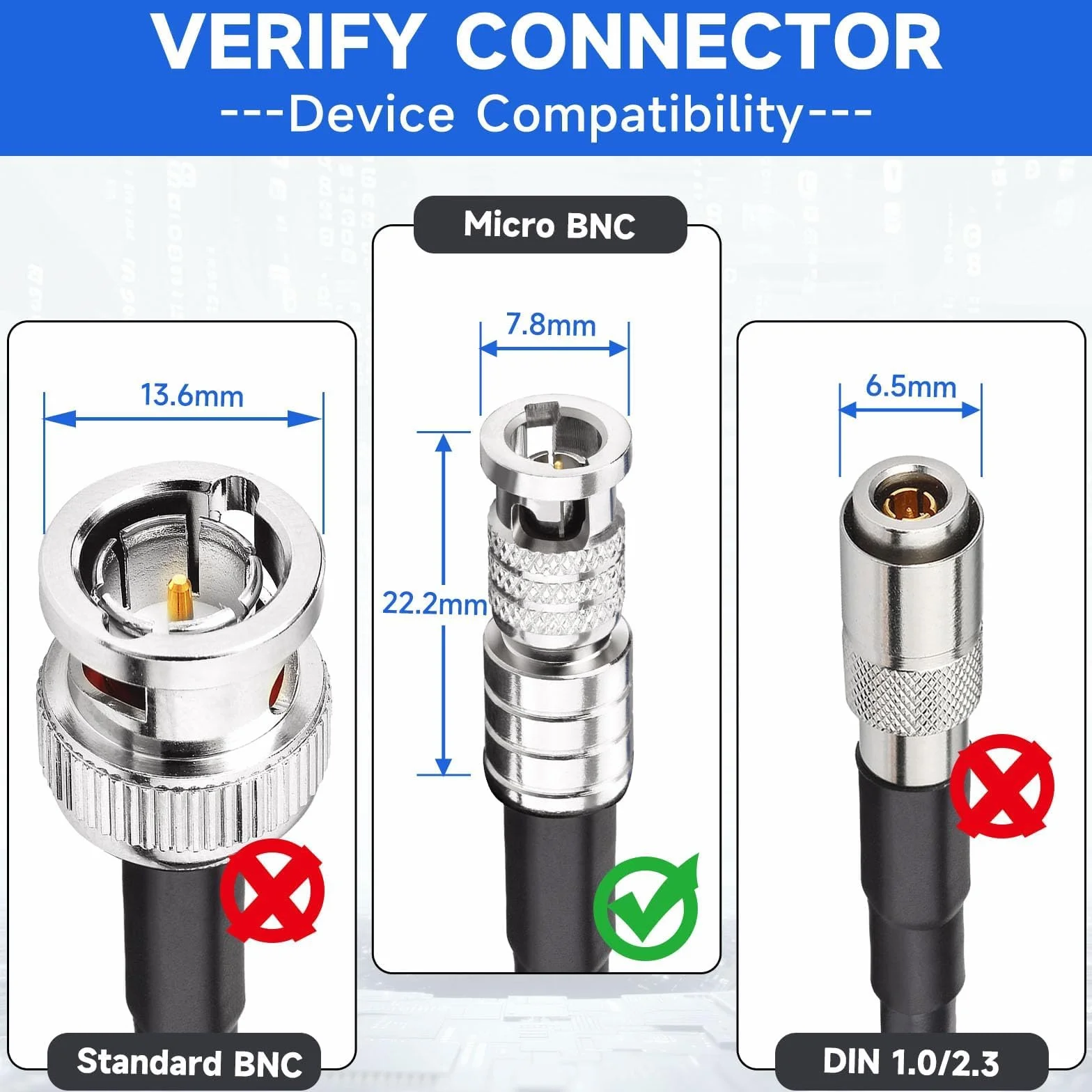 Superbat Cable Mini BNC en Ángulo Recto a BNC Hembra 30cm HD/3G/6G Micro SDI a SDI 75 Ohm Belden 1855A para Video Assist, Cámara de Micro Estudio, Tarjeta Decklink Quad Capture