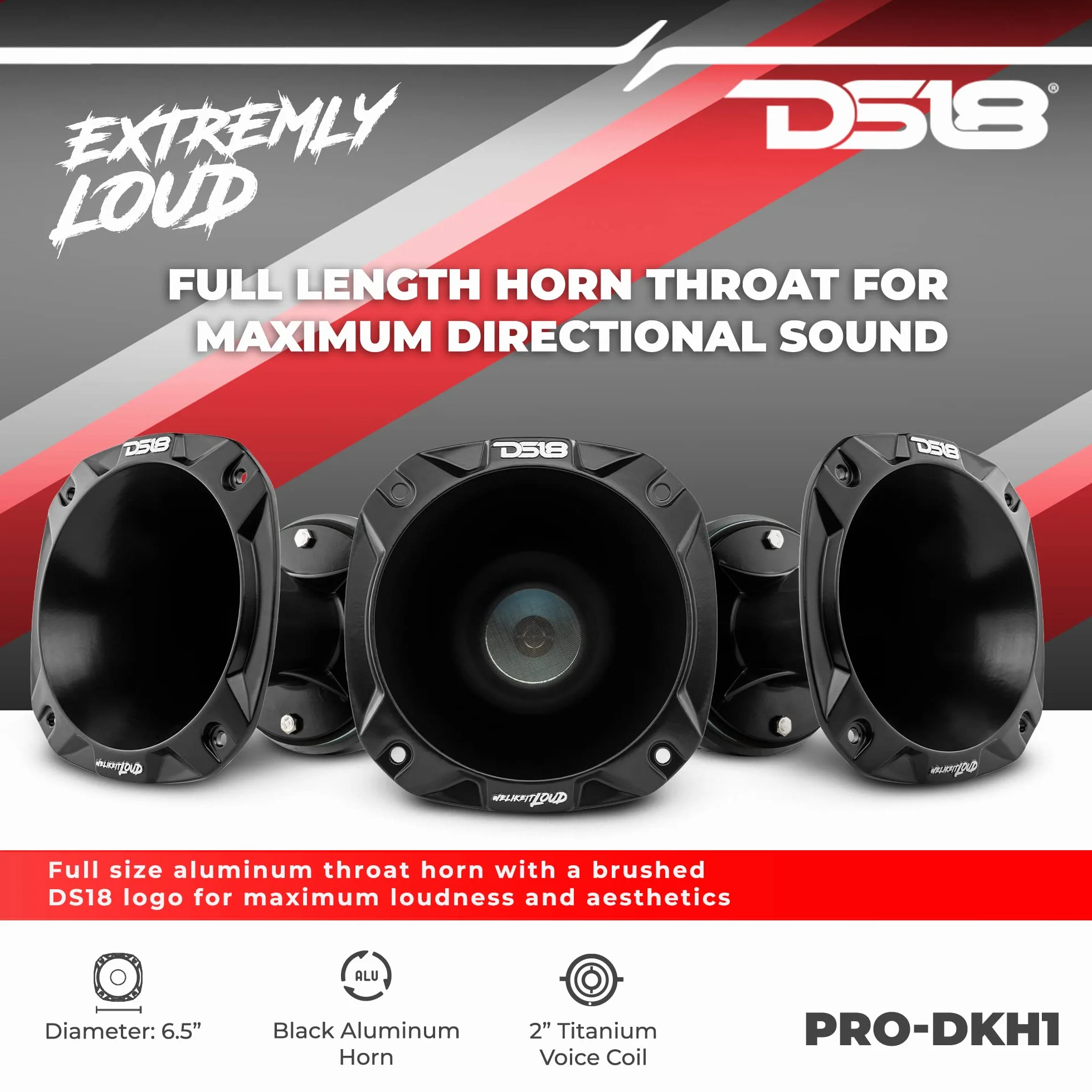 DS18 PRO-DKH1 - Controlador de compresión de 1000 vatios de 2 pulgadas con bocina de aluminio