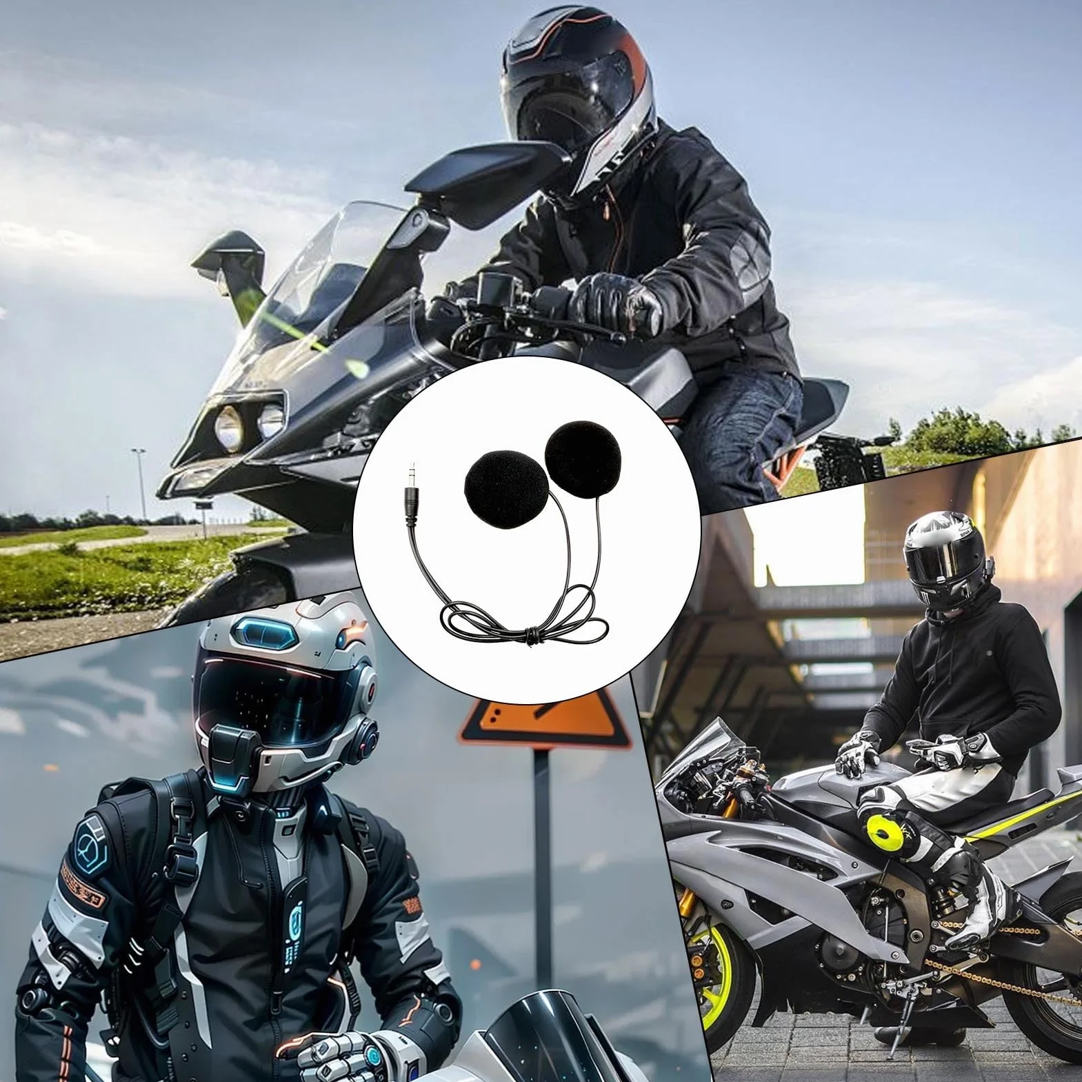 Genérico Altavoces para Cascos De Motocicleta,Audífonos para Motocicleta - Equipo Deportivo para Esquí, Ciclismo, Motonieves, Motocross, Motocicleta y Snowboard