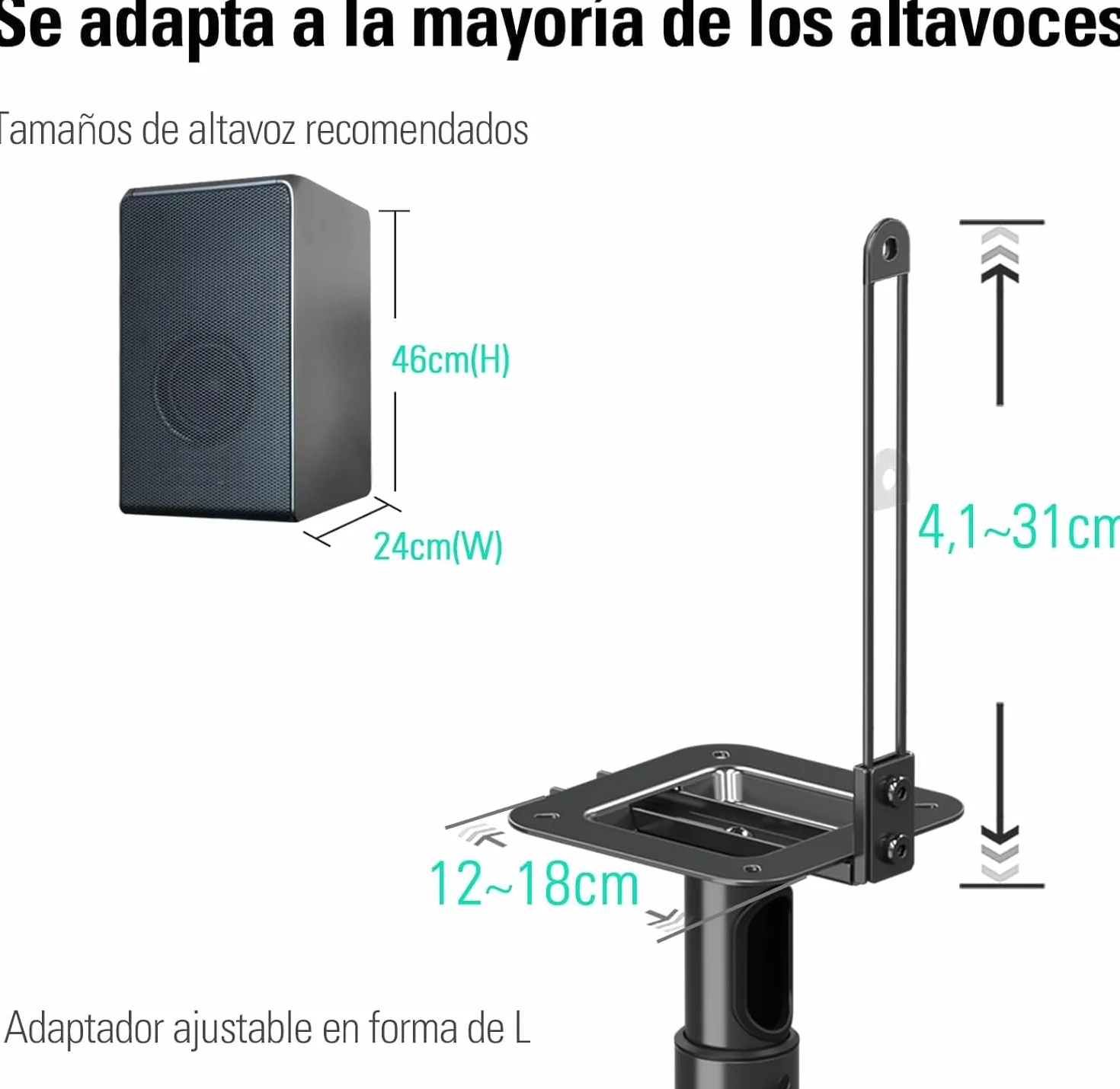 Mounting Dream Soporte de Altavoz Regulable para Satélites 5 kg, Juego de 2