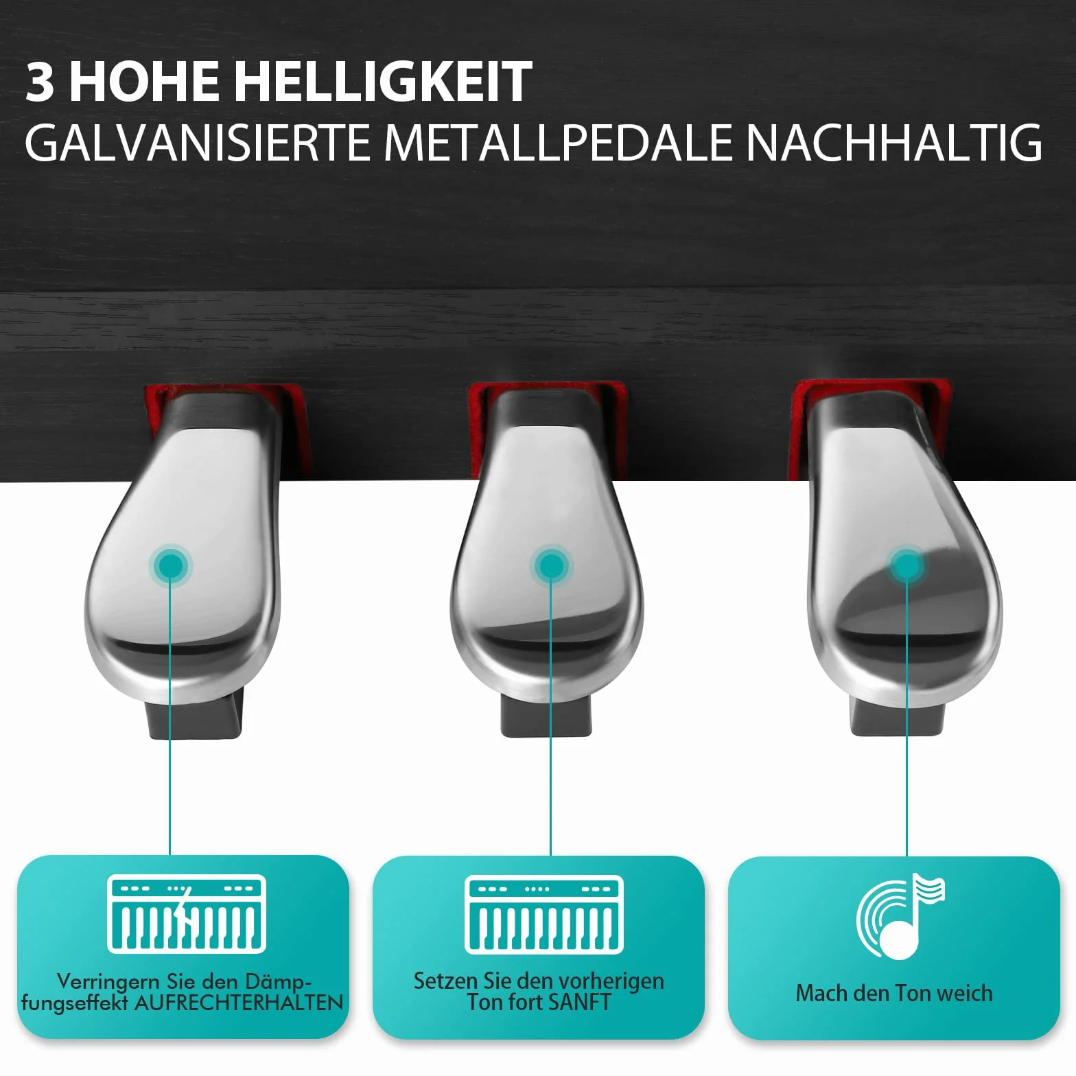 MUSTAR Piano electrónico de 88 teclas con taburete de piano, piano digital, piano eléctrico con soporte para piano, 3 adaptadores de pedales, 2 conectores para auriculares, pantalla LCD, USB/MIDI