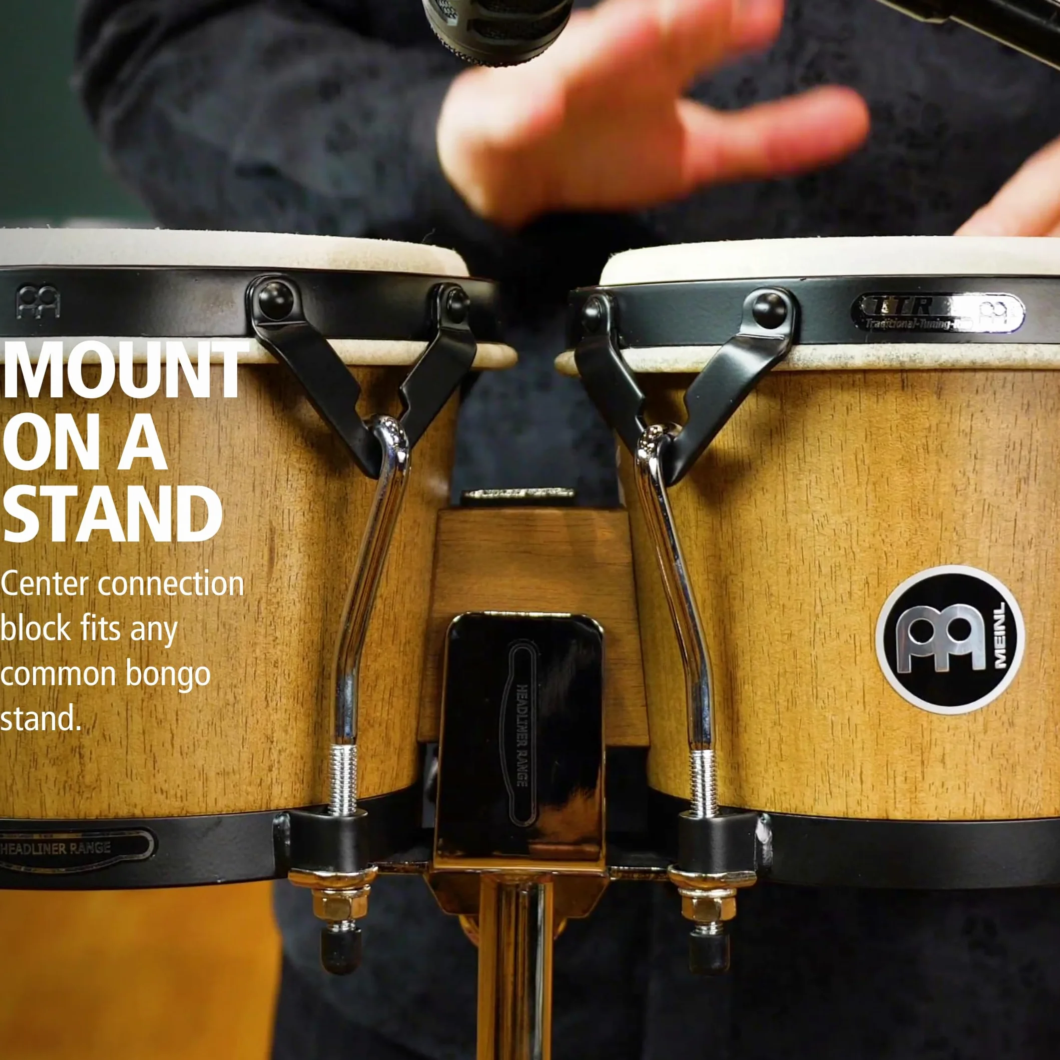 MEINL Percussion Headliner Series Wood Bongo - Nogal Marrón, HTB100WB-M