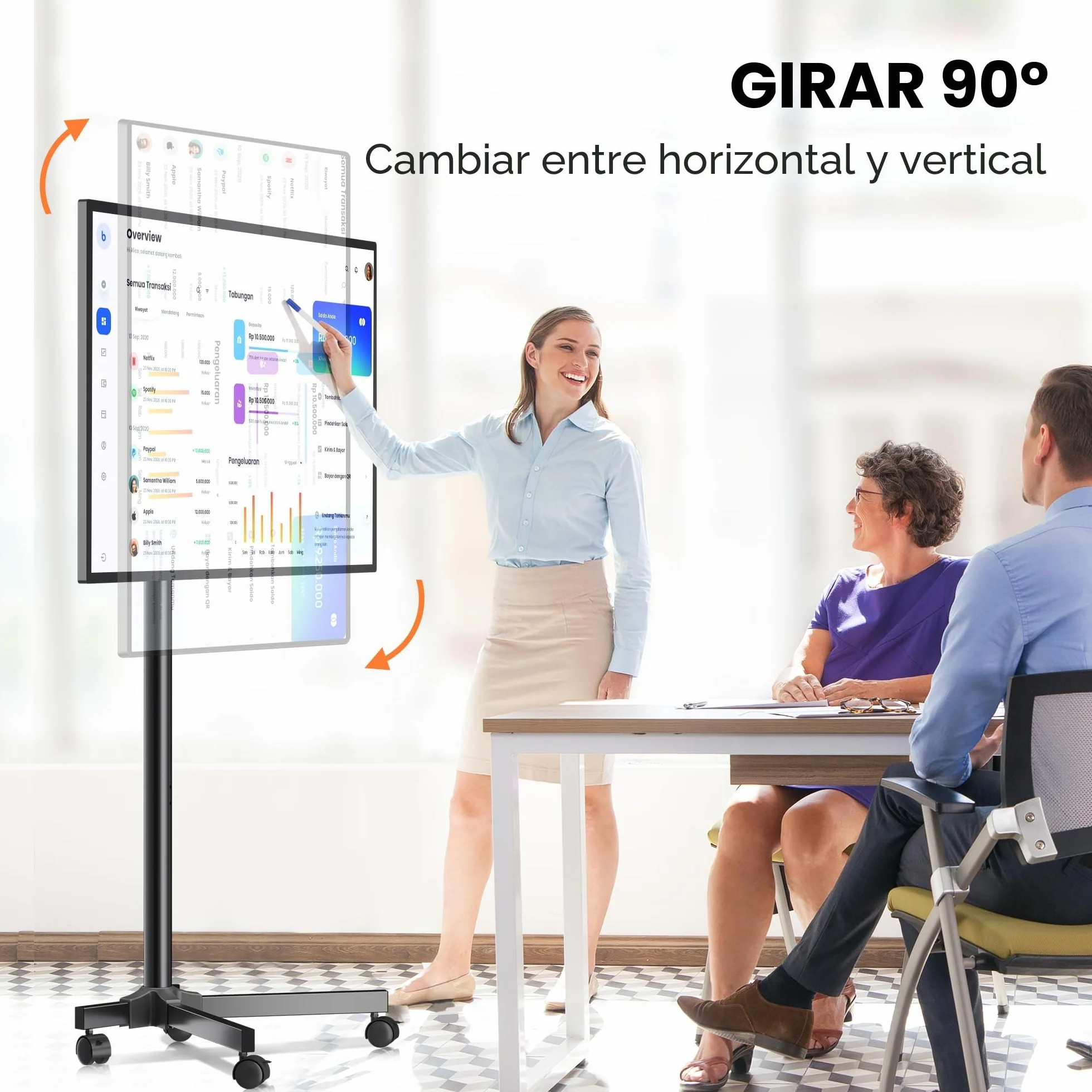 XINLEI Soporte TV con Ruedas para Televisores de 13 a 50 Pulgadas, Altura Ajustable, Inclinación 30°, VESA 200x200 mm, Modelo ML1350