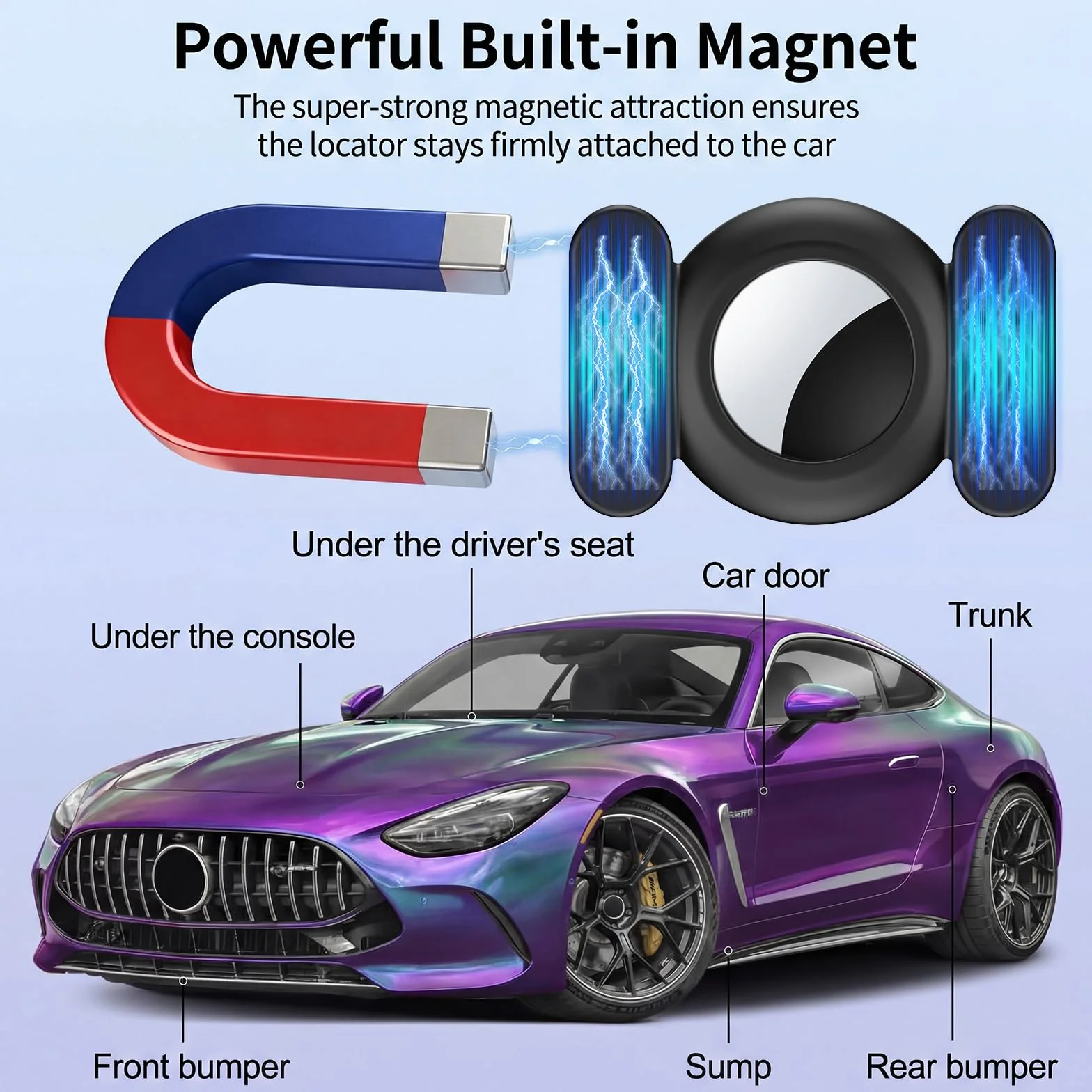 GPS Coche Localizador, 2026 Nuevo Air Tracker Android y iOS Localizador GPS de Objetos Bluetooth Magnetismo Sin Tarjeta SIM ni Suscripción Invisibilidad Tracker Rastreador Oculto para Coches/Bicicleta