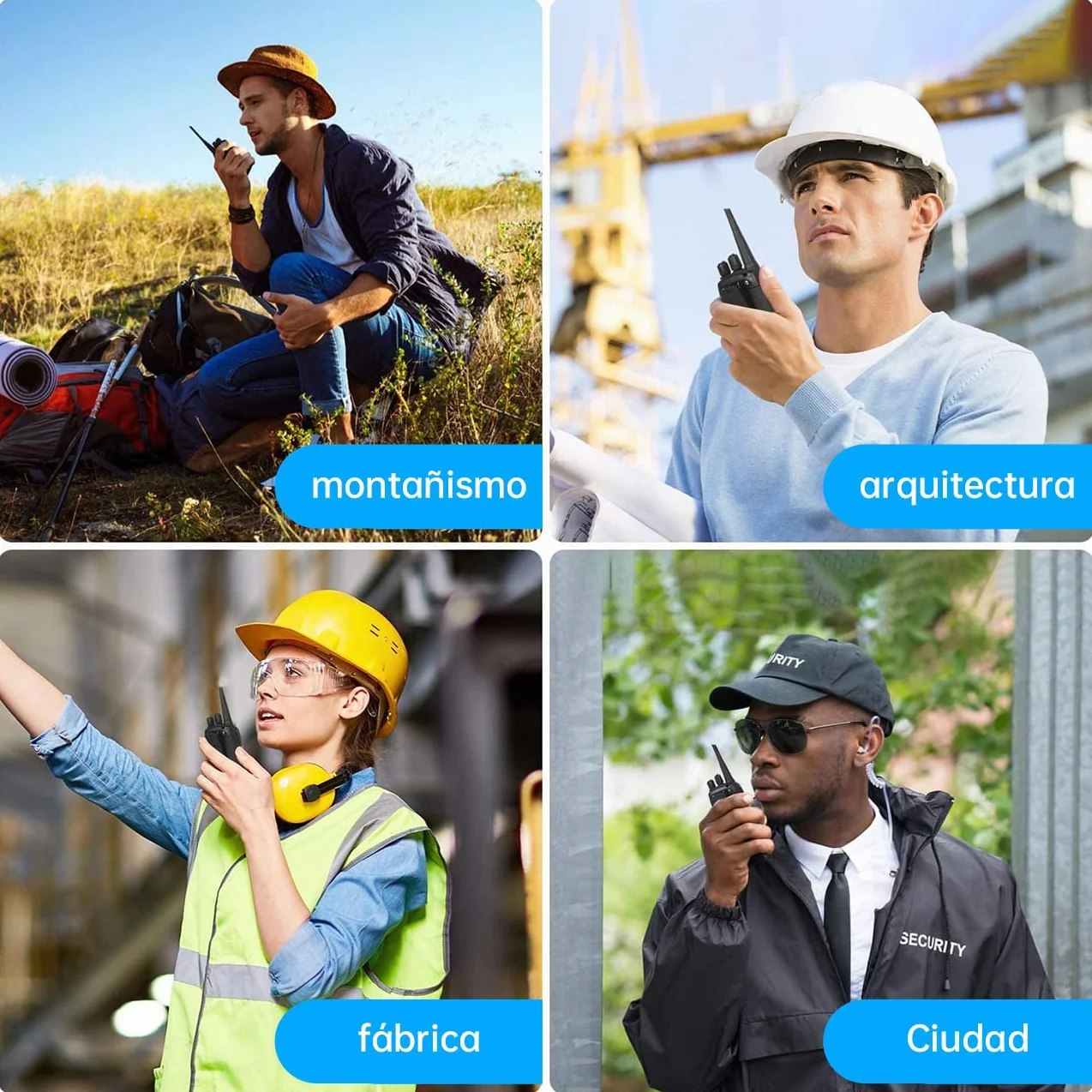 Baofeng Walkie Talkie Profesional PMR Radiocomunicación USB Recargable 16 Canales de Larga Distancia Portátil Walkie Talkies con Auriculares y Luz LED (Negro, 1 Pare)
