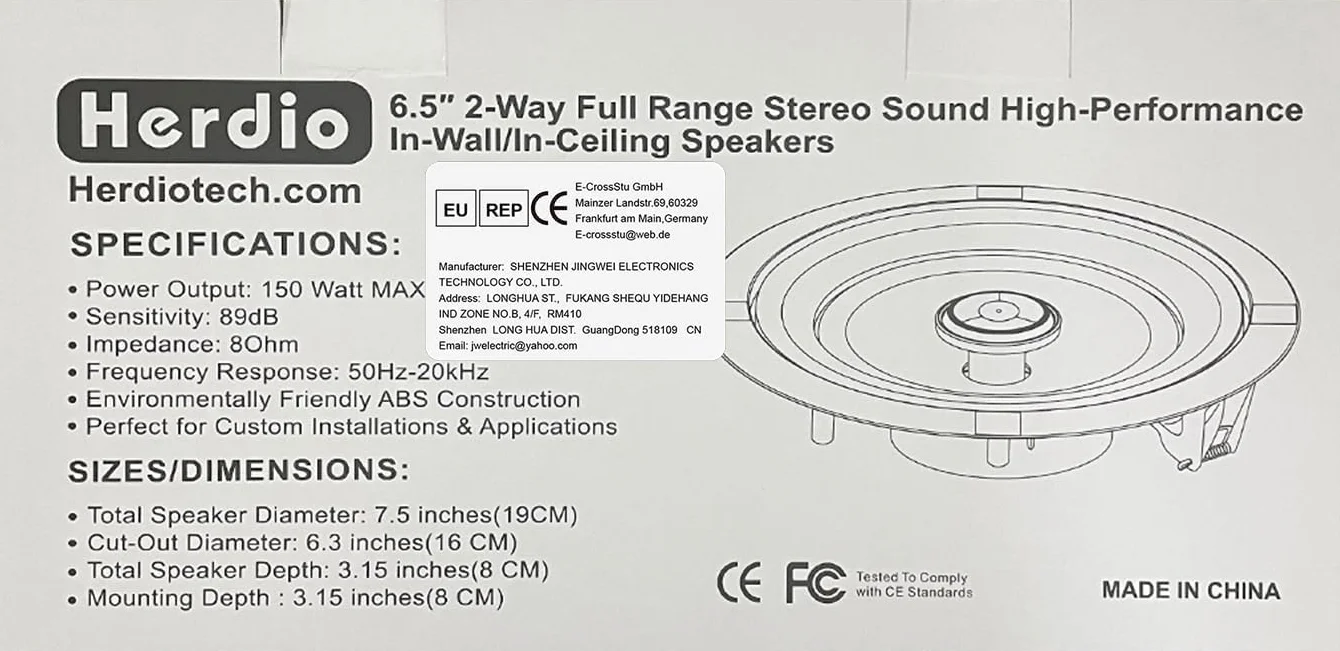 Herdio Altavoz de Techo 6,5 Pulgadas, Sistema de Altavoces Integrado para Cocina, Dormitorio
