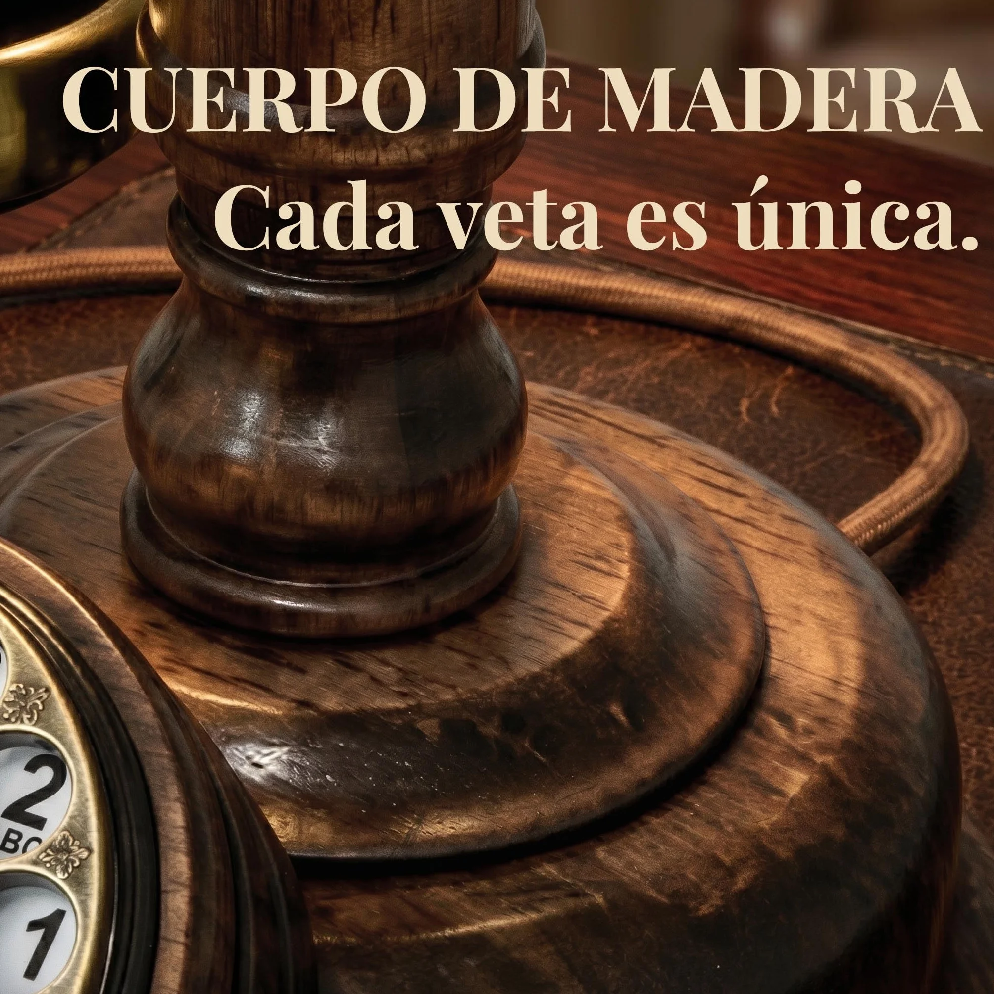 Teléfono Candelabro Vintage de Madera Opis Technology 1921 Cable Modelo C con Dial Giratorio