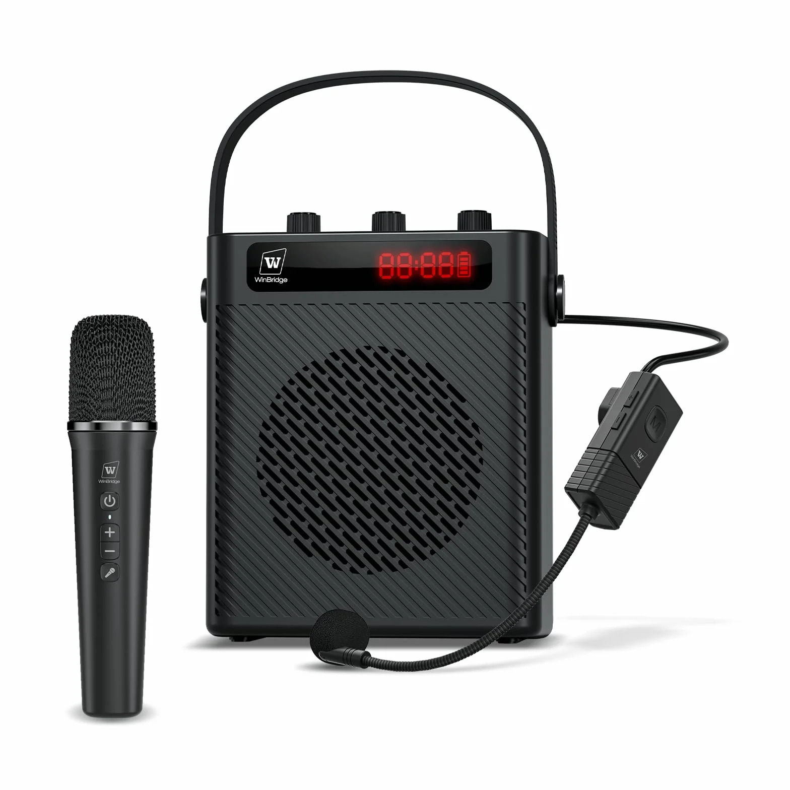 Micrófono inalámbrico amplificador de voz/micrófono de mano, micrófono portátil de 40 W y altavoz, sistema de karaoke inalámbrico, altavoz Bluetooth con micrófonos, sistema PA personal, 4 efectos de