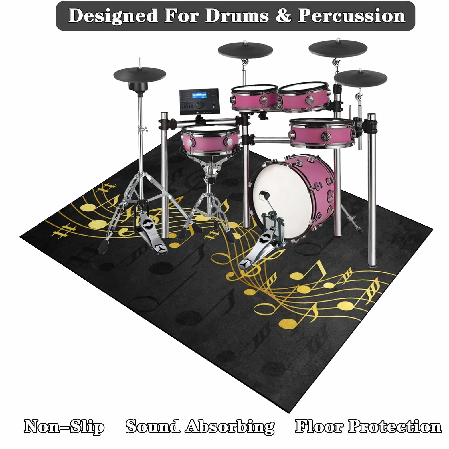 Alfombra para Bateria Electronica 200 x 180 cm Alfombra bateria batería Tambor Alfombra Alfombrilla insonorizada, Alfombras para Bombo Caja Alfombrillas Antideslizantes Alfombras Acusticas