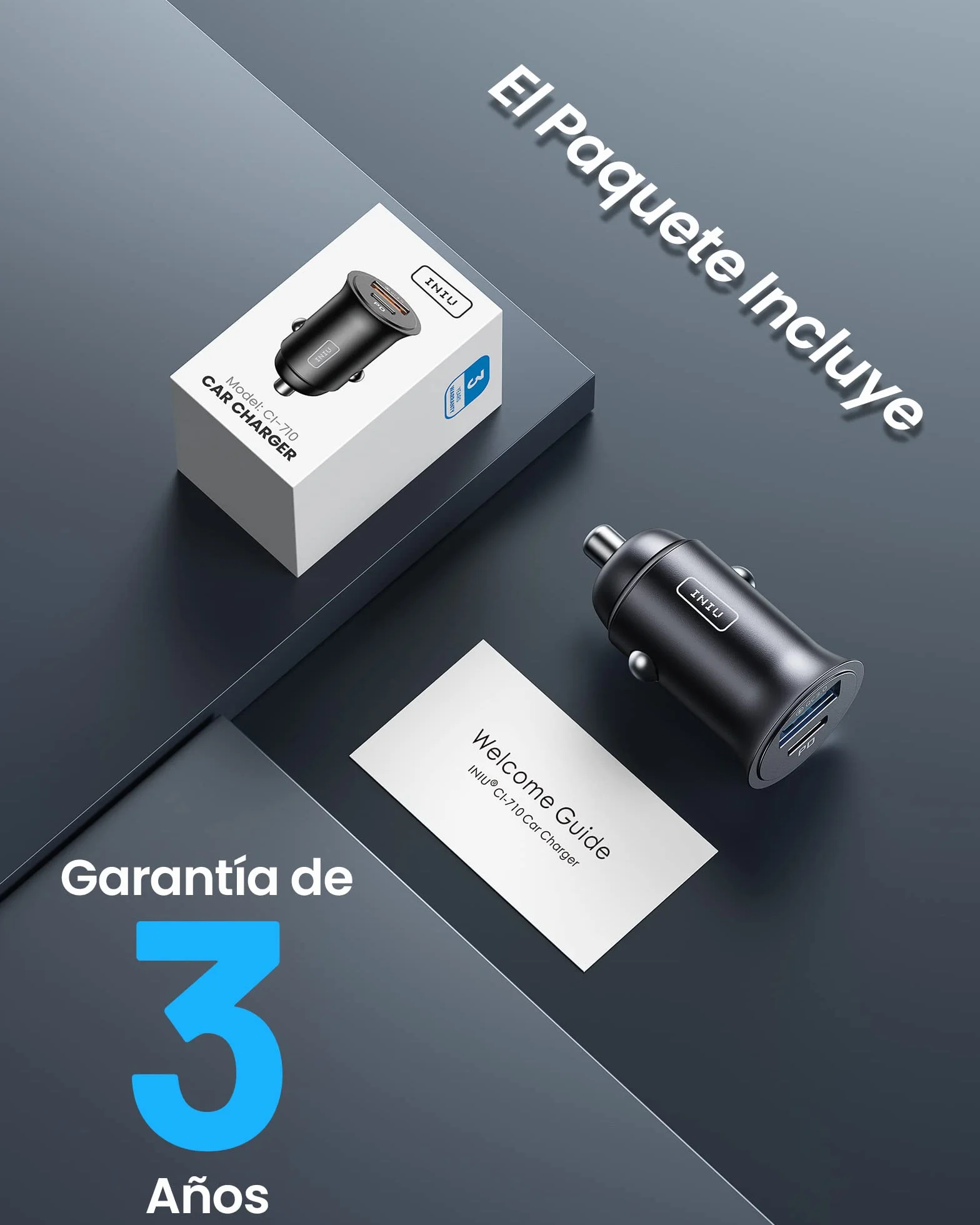 INIU Cargador Coche Carga Rápida 60W, 12V USB-C para iPhone 17 16 15 Pro MAX, Samsung S25, Xiaomi