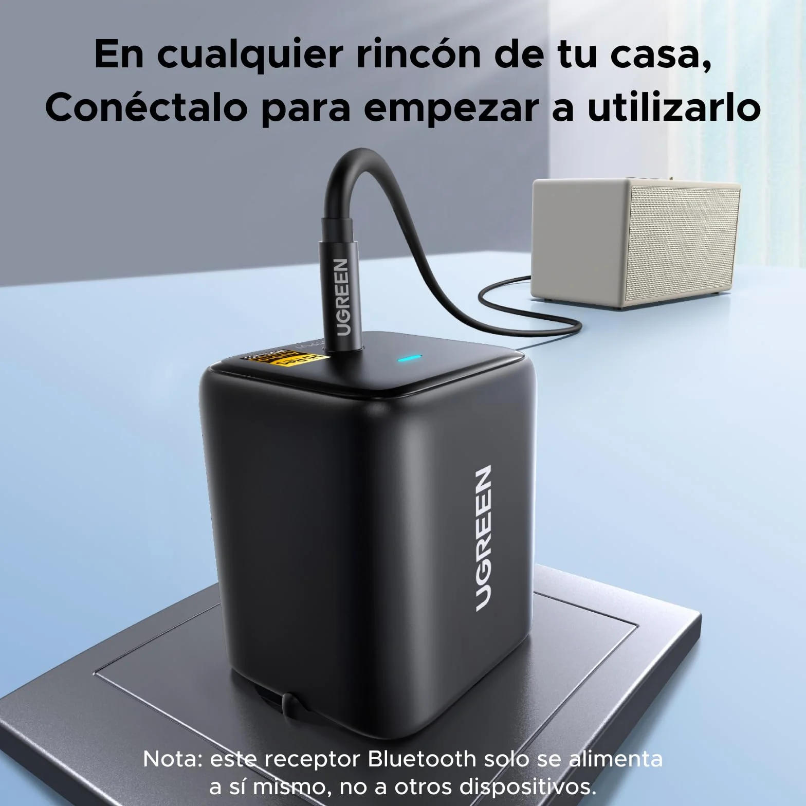 UGREEN Receptor Bluetooth 6.0 LDAC/SBC/AAC Audio Adaptador 3.5 mm Hi-Res HiFi Baja Latencia Inalámbrico Alimentación Eléctrica con Conexión Directa Compatible con Teléfono Tablet Altavoz Amplificador