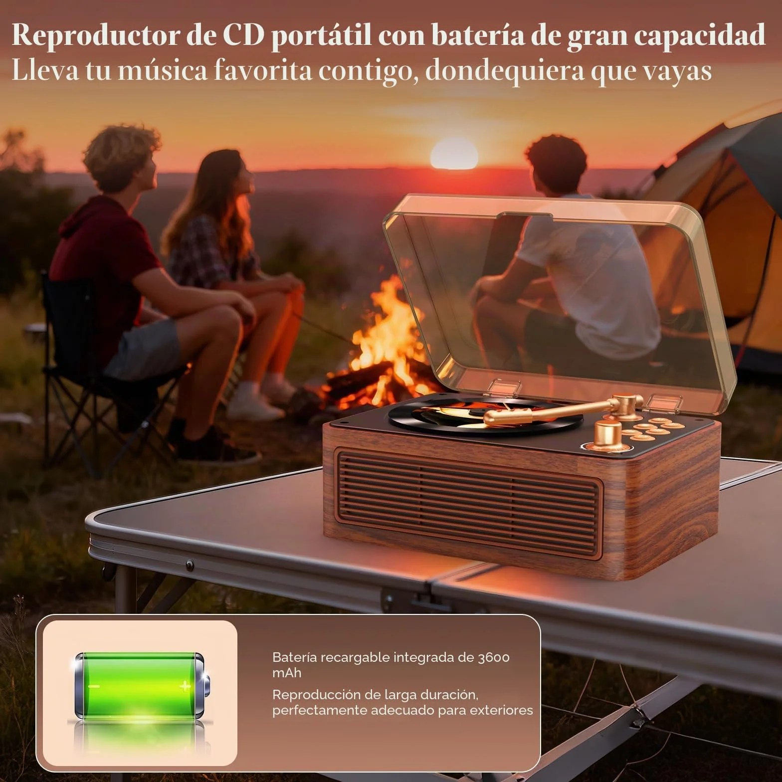 Kegaudio Reproductor CD Portatil Bluetooth con Radio y Mando a Distancia USB AUX Nogal