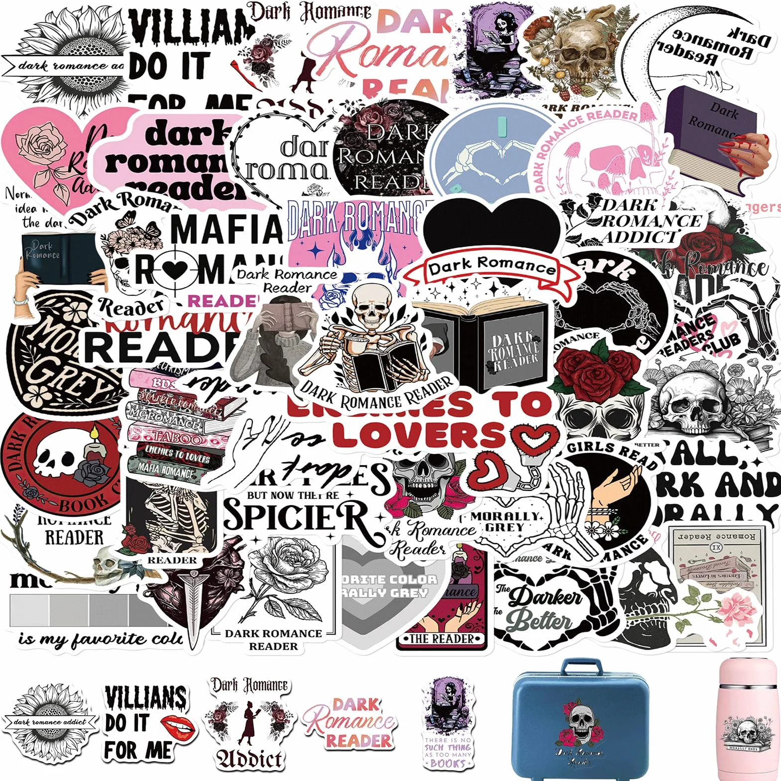 Pegatinas de romance oscuro vintage para Kindle 50 unidades