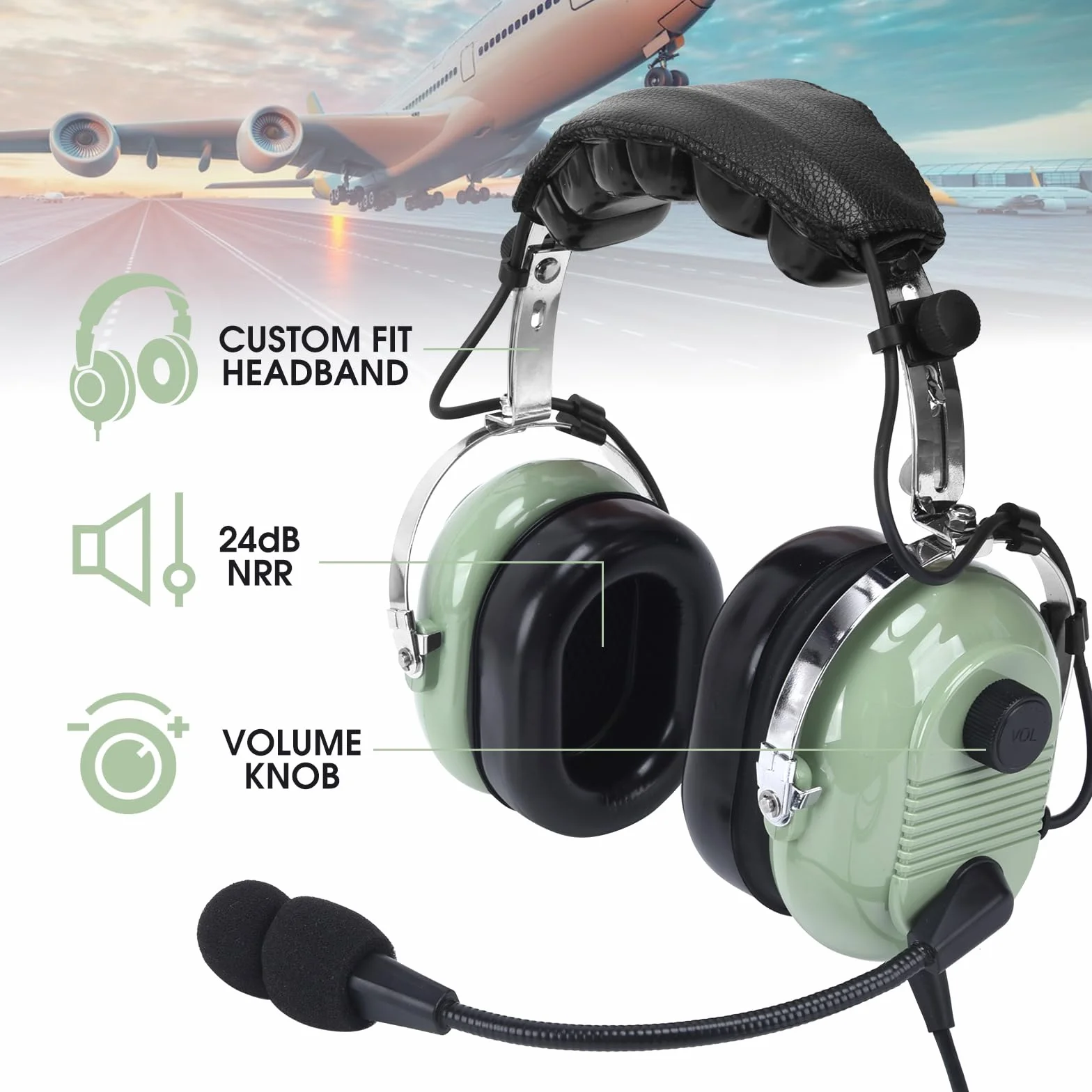 GA Auriculares de aviación con reducción de Ruido para Pilotos