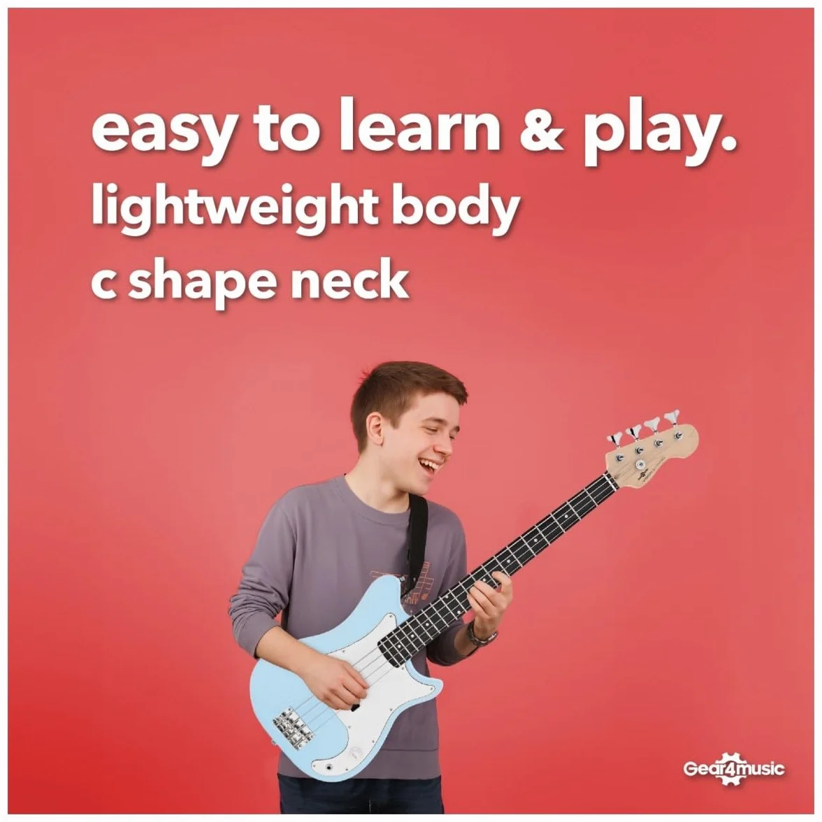 VISIONSTRING Guitarra Bajo Eléctrico Tamaño 3/4 para Principiantes Kids Bass Guitars Kit con Amp Azul