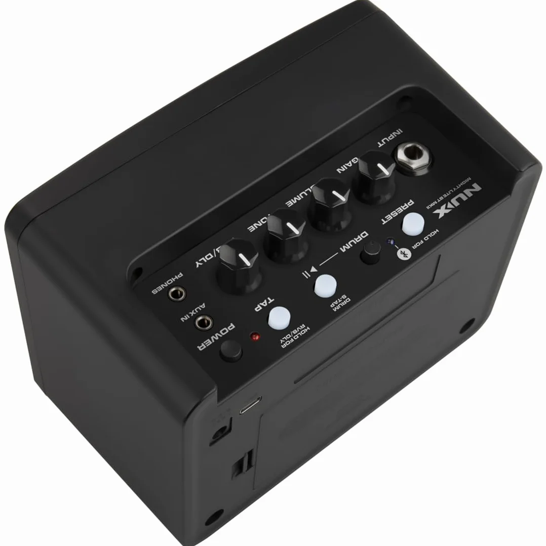 NUX Mighty Lite BT MKII Amplificador portátil de Escritorio para Modelado de Guitarra/bajo, 3 vatios, 512 muestras IR, 7 Bloques de Efectos (MKII)