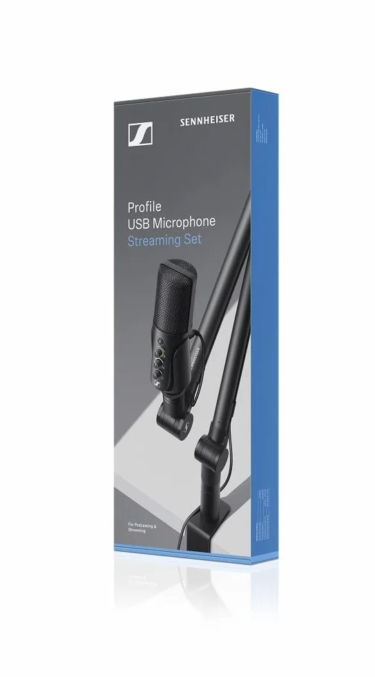 Sennheiser Profile Streaming Set con micrófono USB, Boom Arm y Bolsa - Diseño Plug & Play, Perfecto para grabar podcasts y streaming, Cápsula de condensador cardioide, Cable USB-C 3m - Negro (700100)