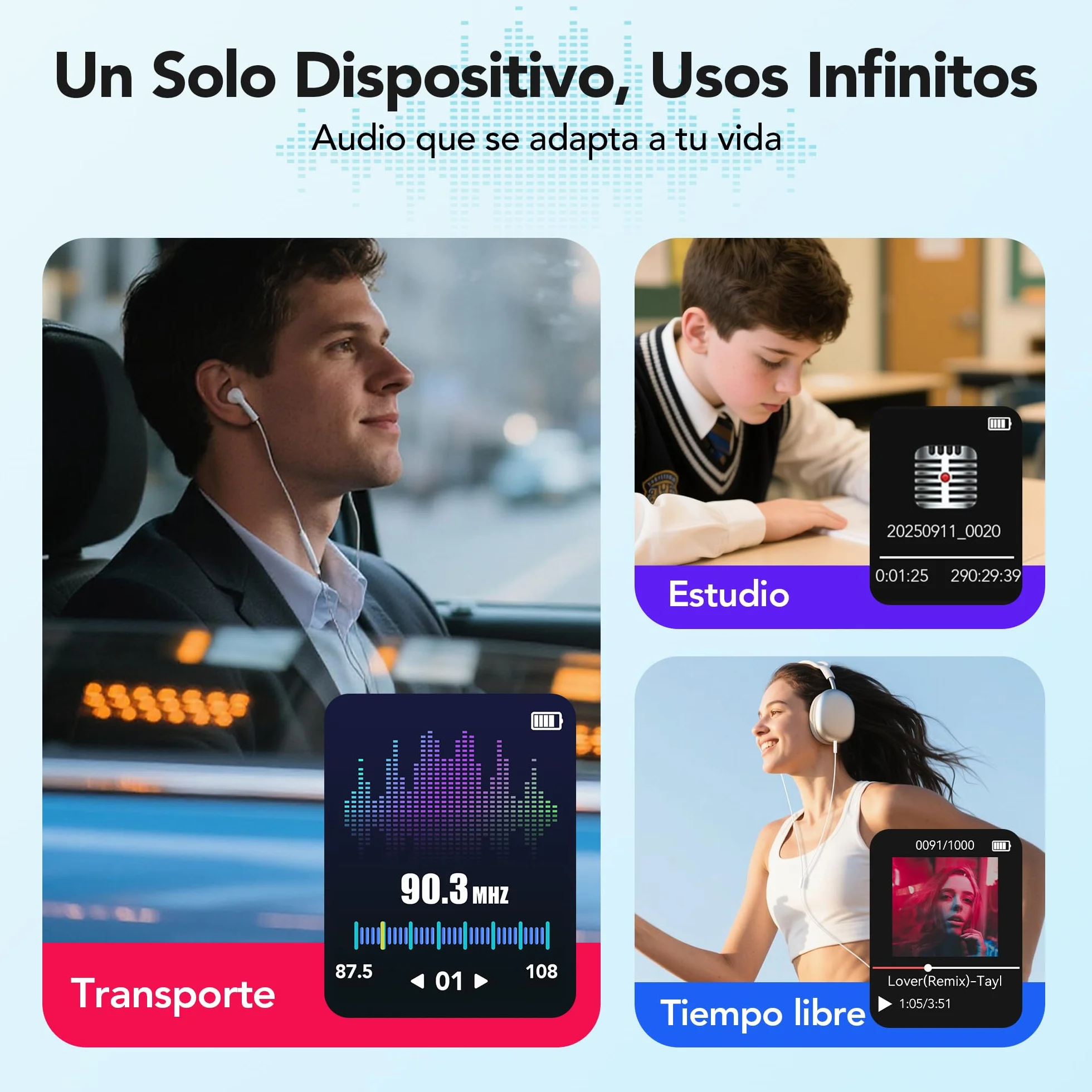 AGPTEK Reproductor MP3 32GB 1.8" Pantalla HiFi Portátil sin Pérdida con Radio FM y Grabación