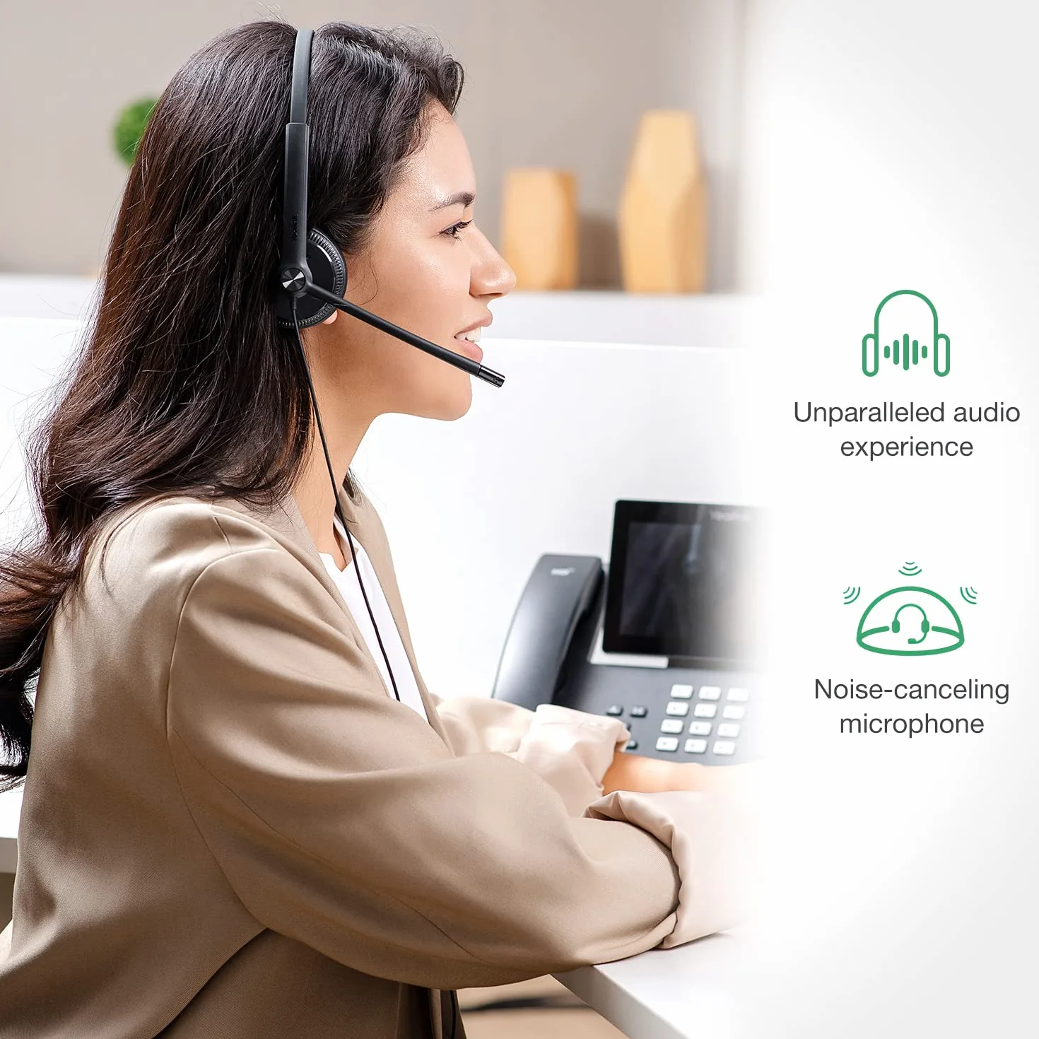 Yealink YHS34 Lite QD Auriculares para teléfonos de oficina con cable RJ9