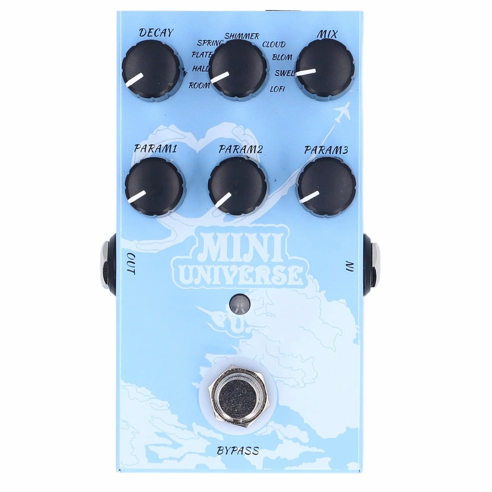 Pedal de Guitarra de Reverberación, Pedal de Efecto de Guitarra de Reverberación Digital Mini Universe con 9 Sonidos de Diversos y Tonos Auténticos Cálidos, Compatible con Adaptador USB