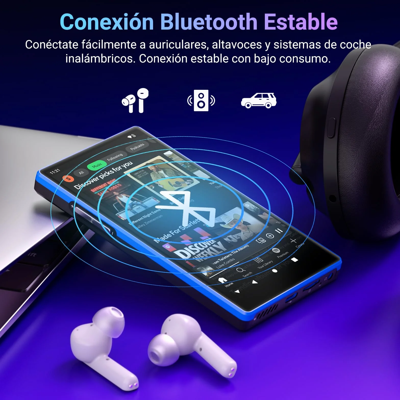 MECHEN 160GB Reproductor MP3 Spotify, 5,0 Pulgadas Android MP4 con Bluetooth y WiFi, Control Parental, Radio FM, Compatible con Amazon Music Deezer Audible (X52)