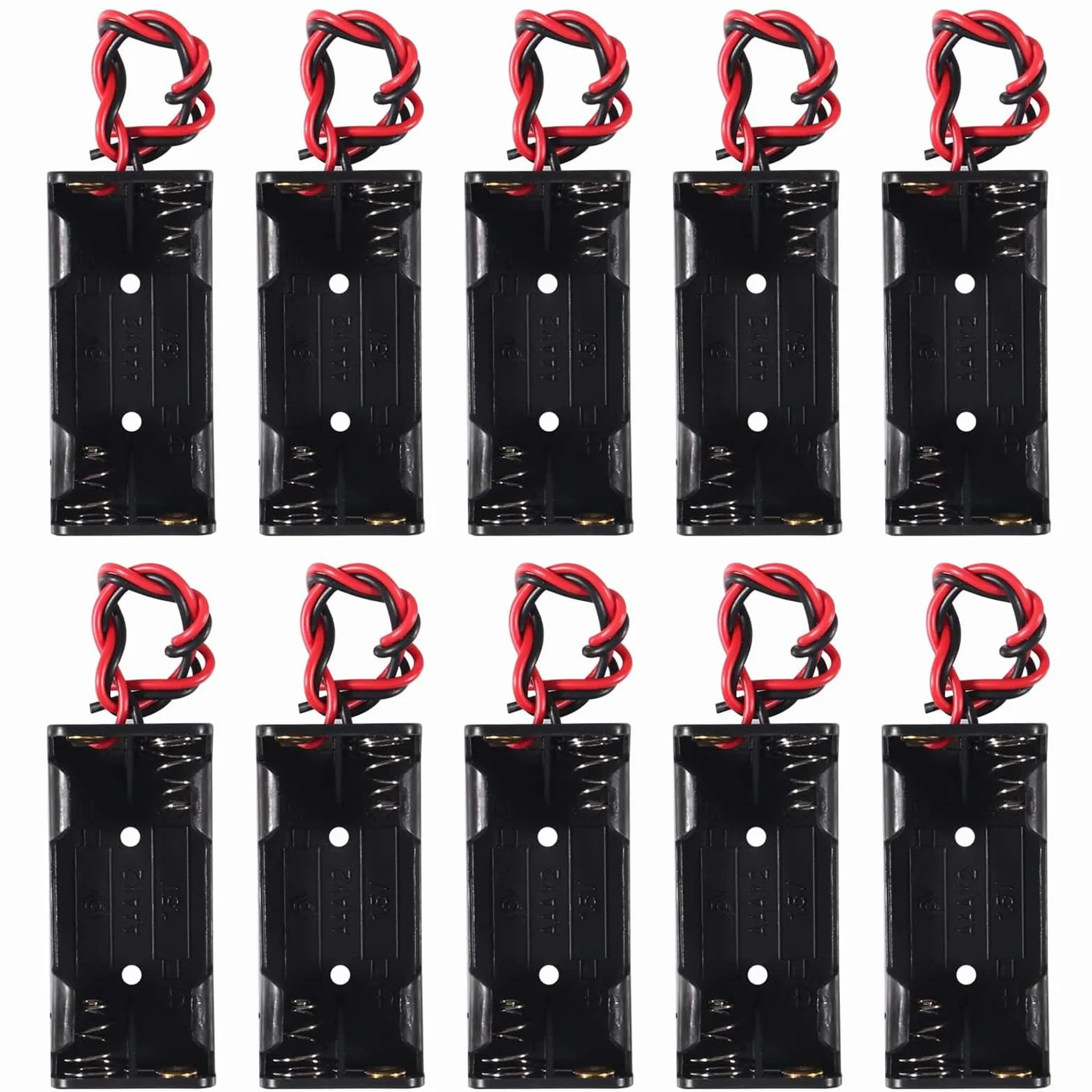 10 soportes de batería AAA con cables de 3 V, 2 x 1,5 V AAA, caja de almacenamiento, organizador de contenedores, adaptador y comprobador