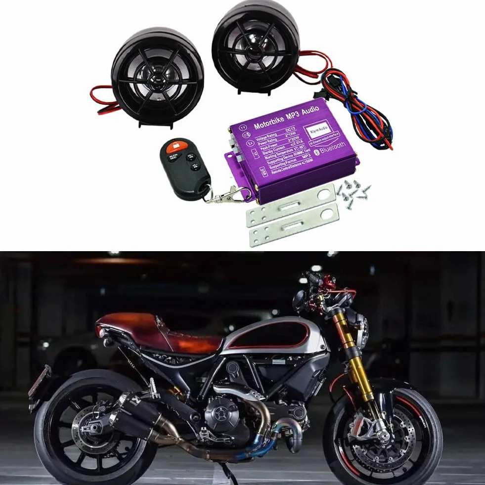 Control Remoto Motorycle De Alarma Bluetooth Con Aproximidad Mp3 Radio Altavoz Amplificador Antiblo